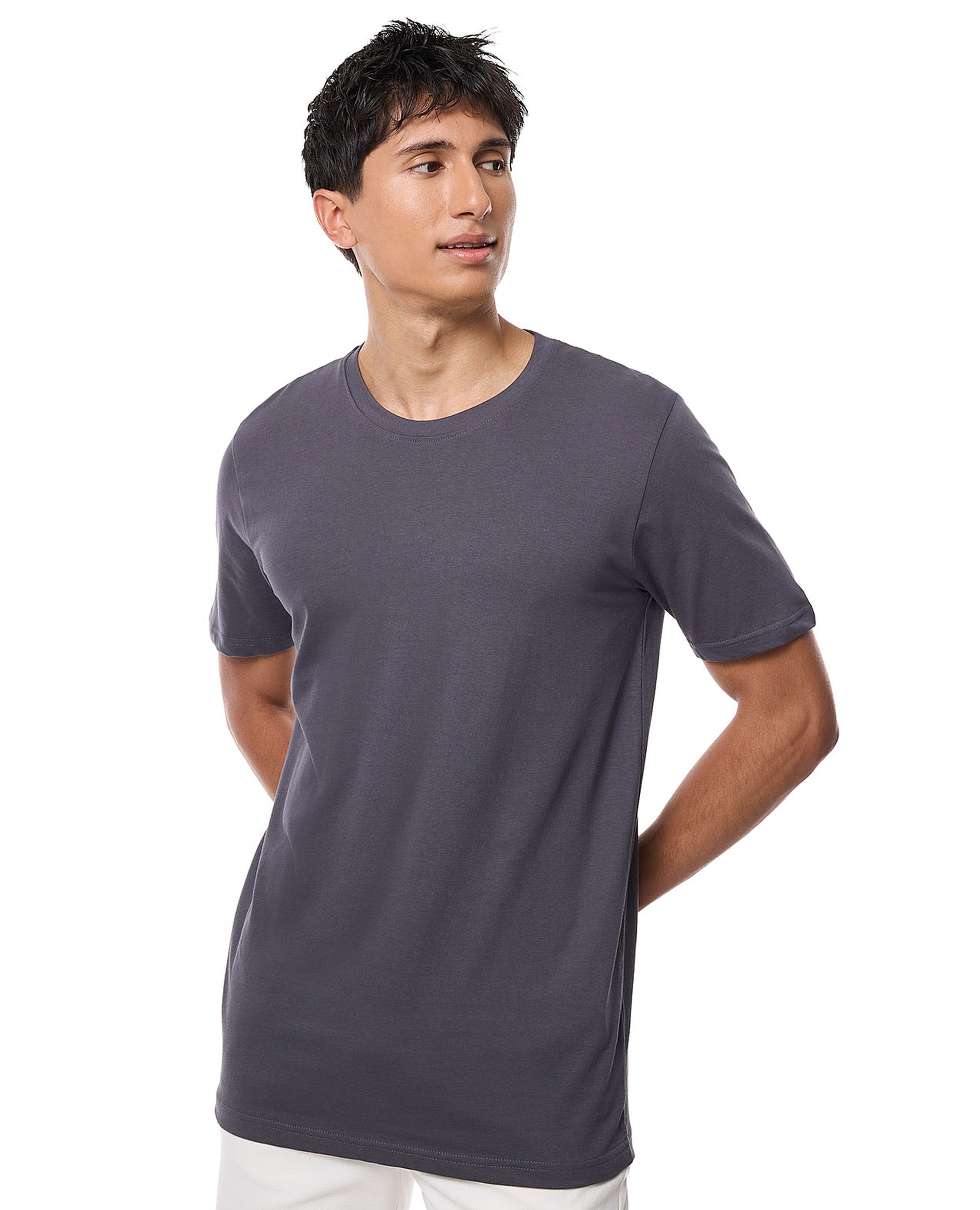 Solid T-Shirt with Crew Neck and Short Sleeves