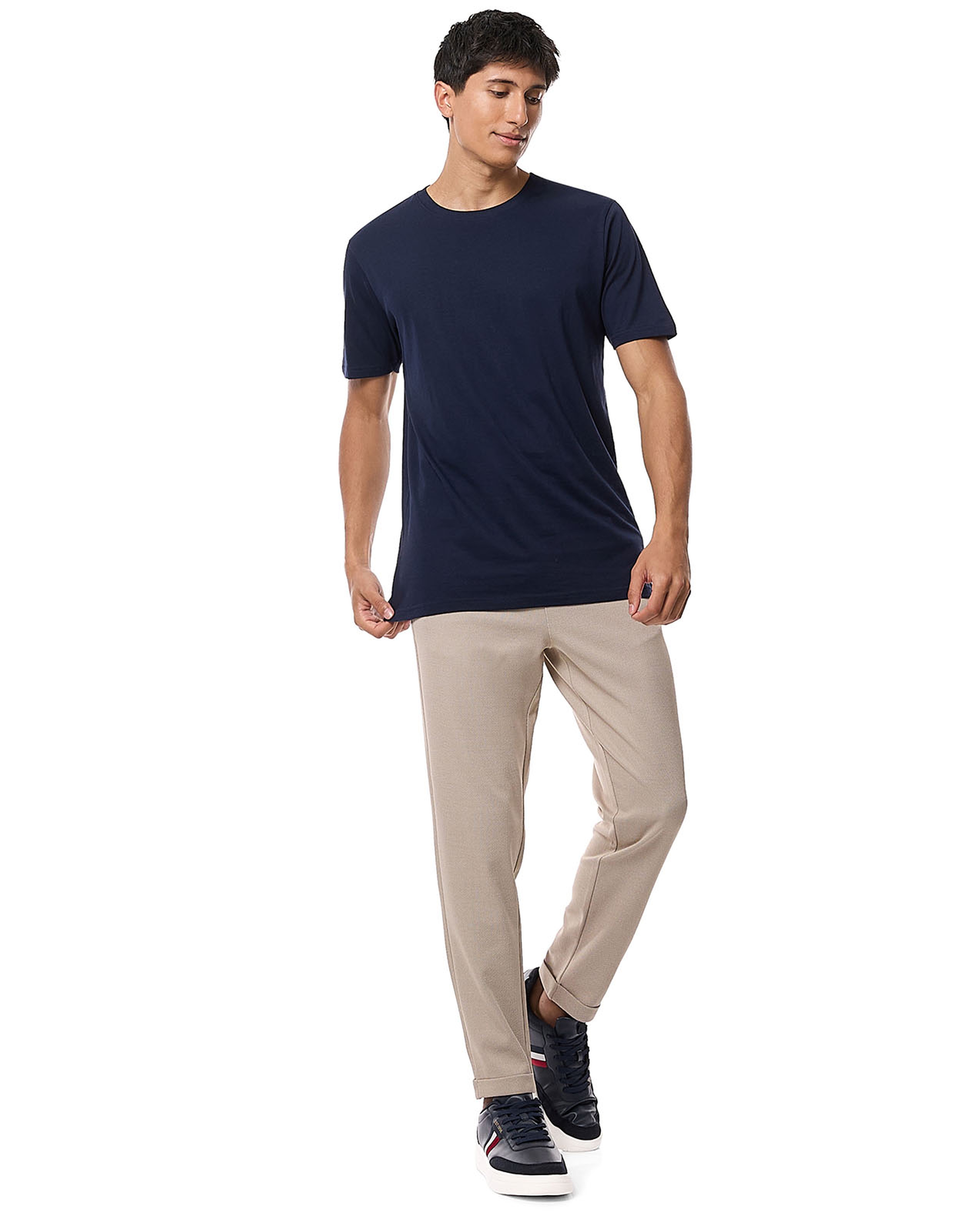 Solid T-Shirt with Crew Neck and Short Sleeves