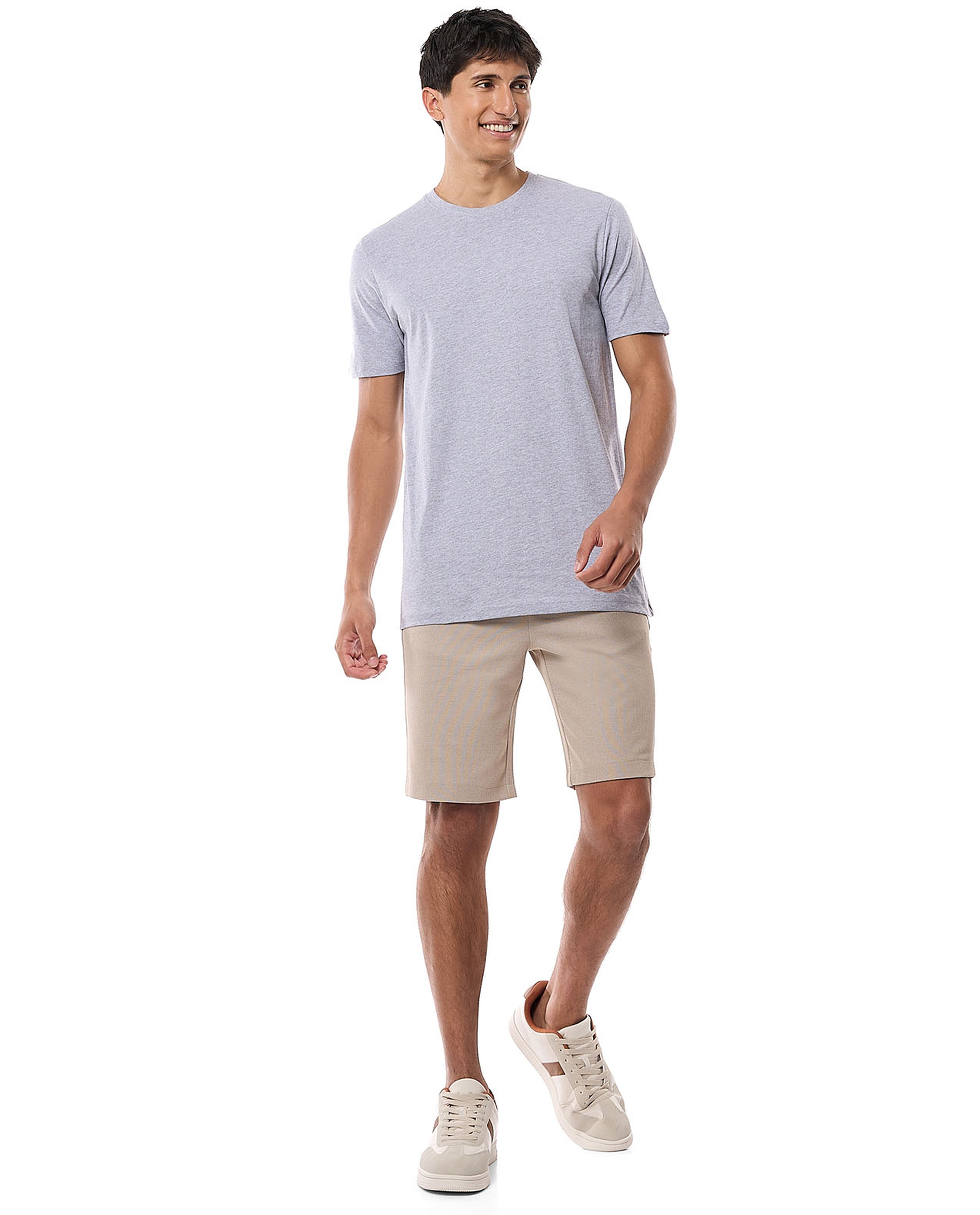 Solid T-Shirt with Crew Neck and Short Sleeves