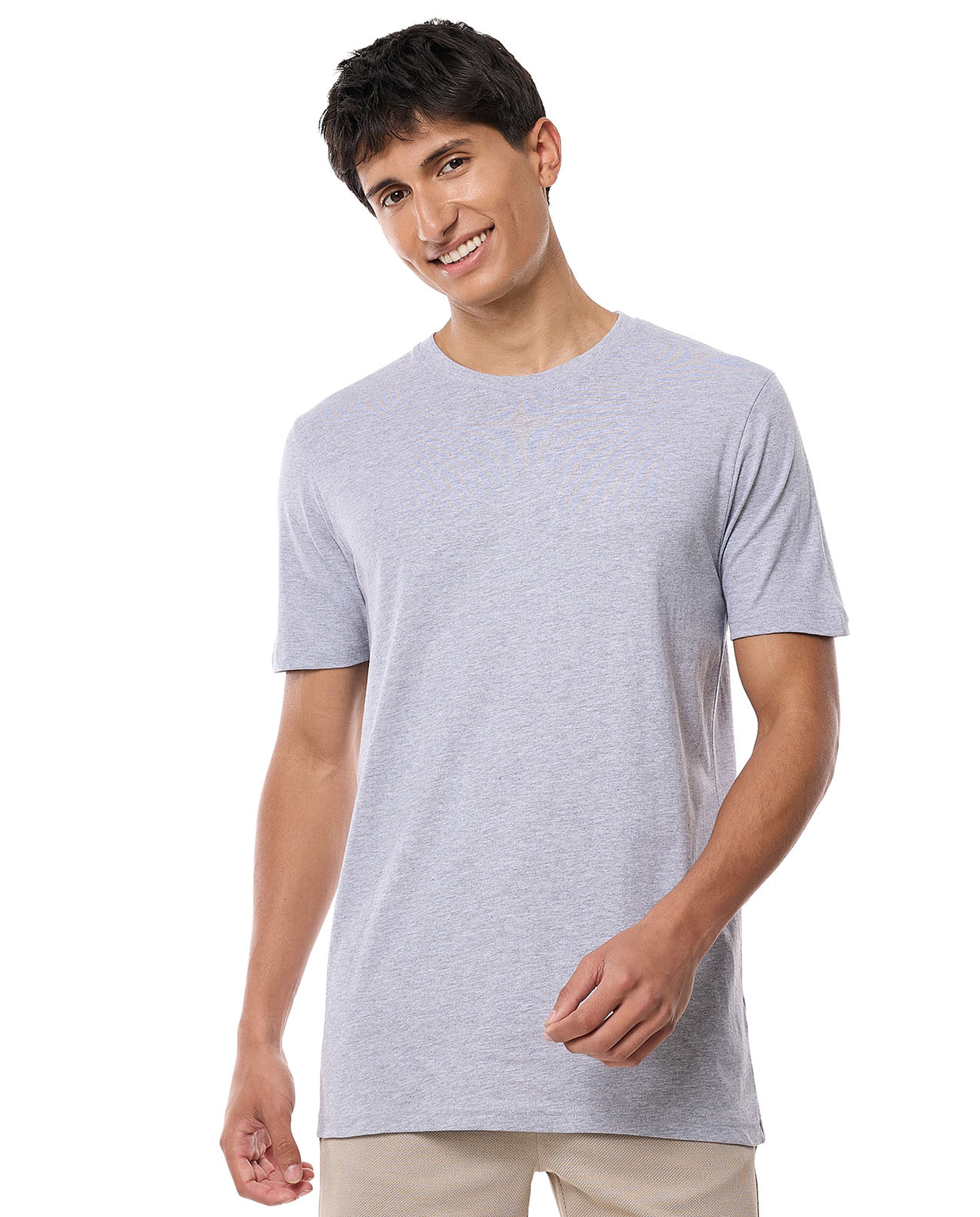 Solid T-Shirt with Crew Neck and Short Sleeves
