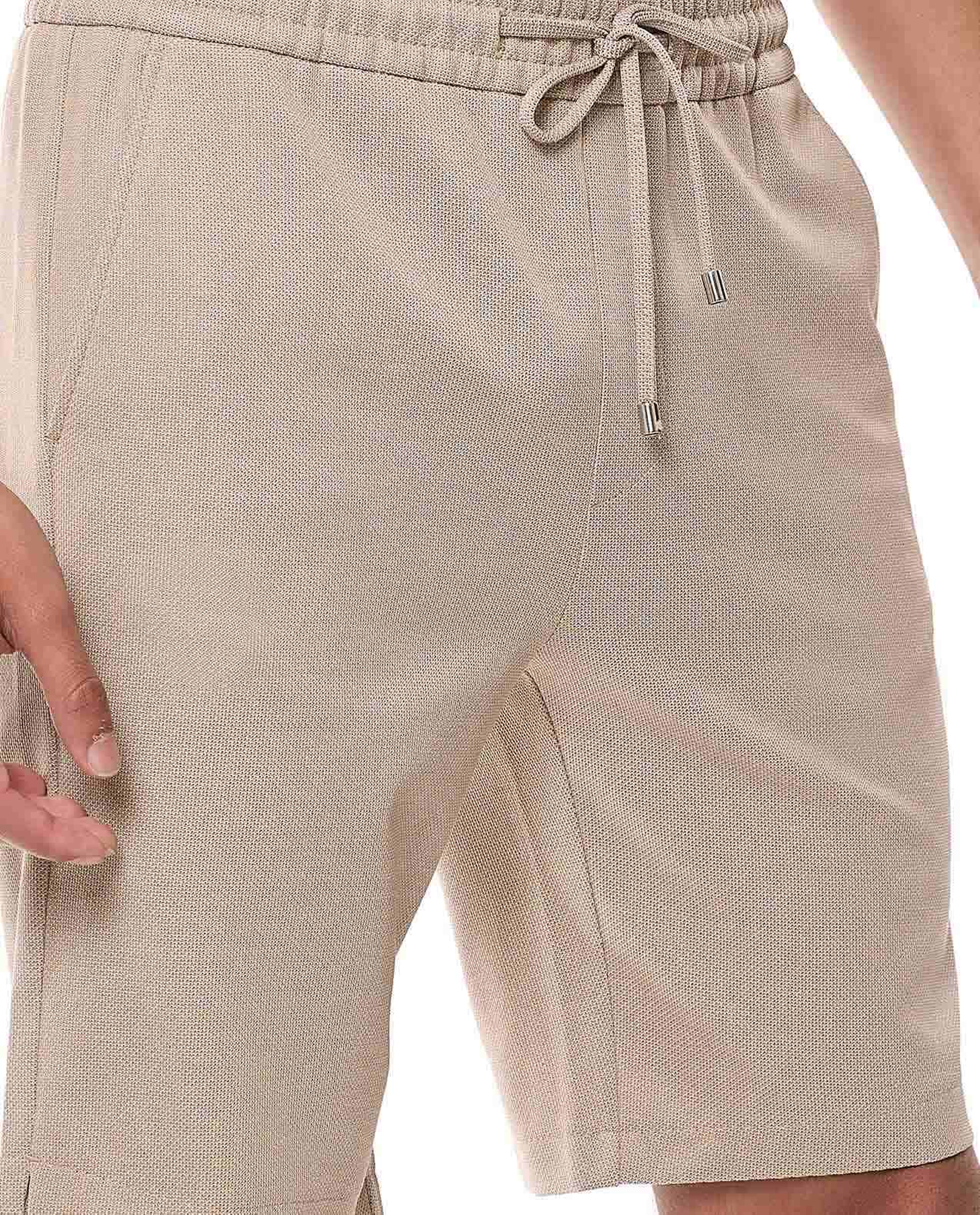 Textured Shorts with Drawstring Waist