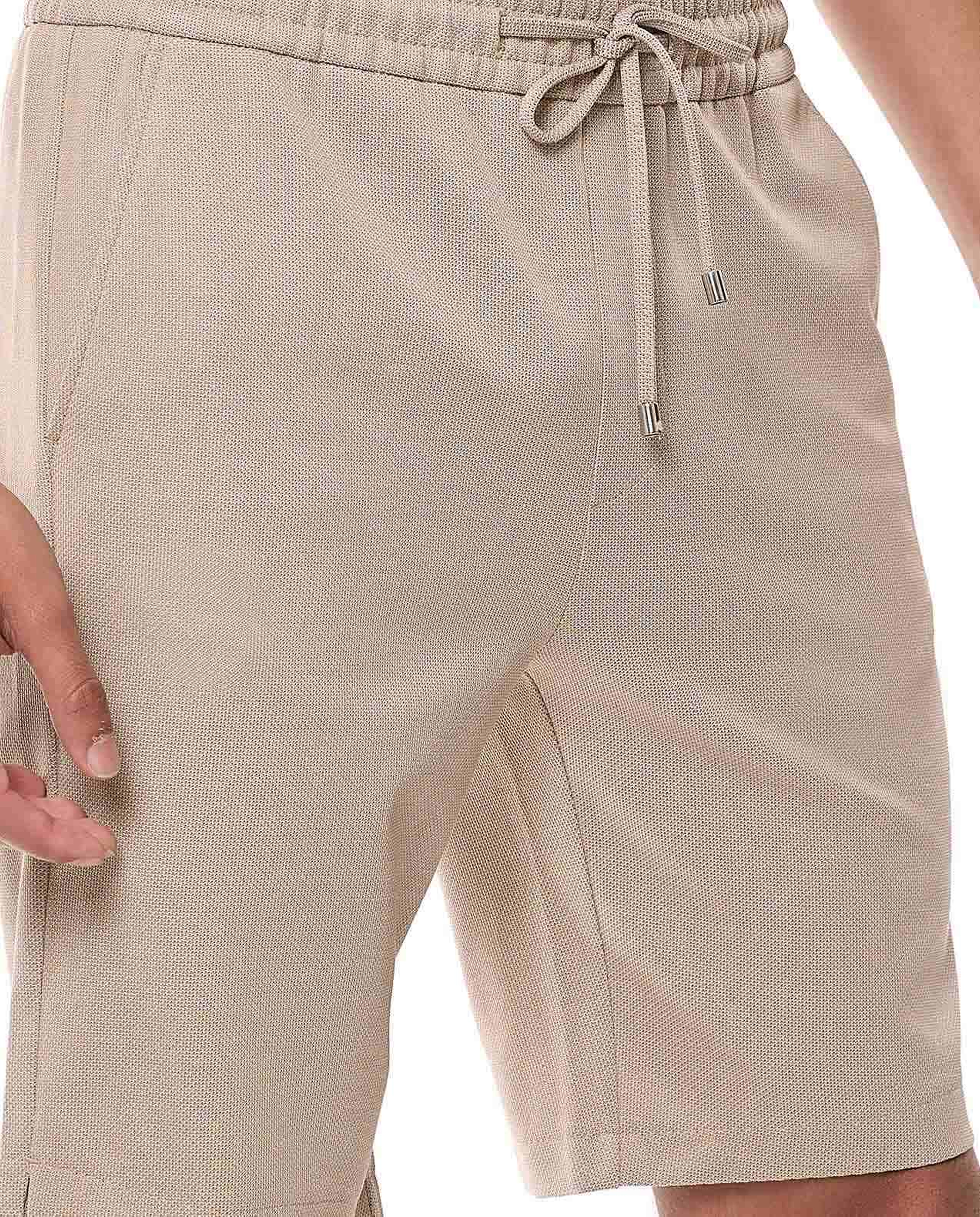 Textured Shorts with Drawstring Waist