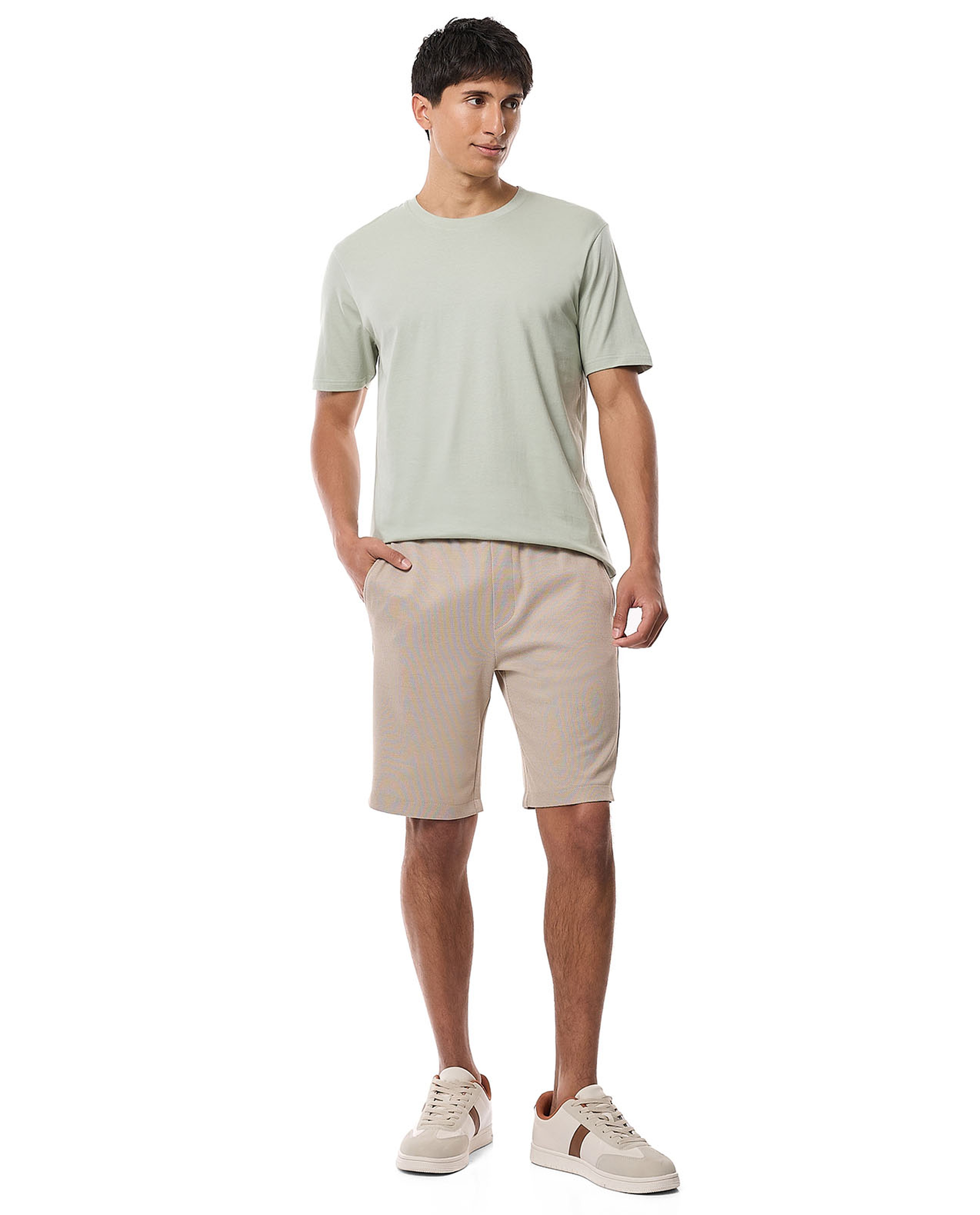 Textured Shorts with Drawstring Waist