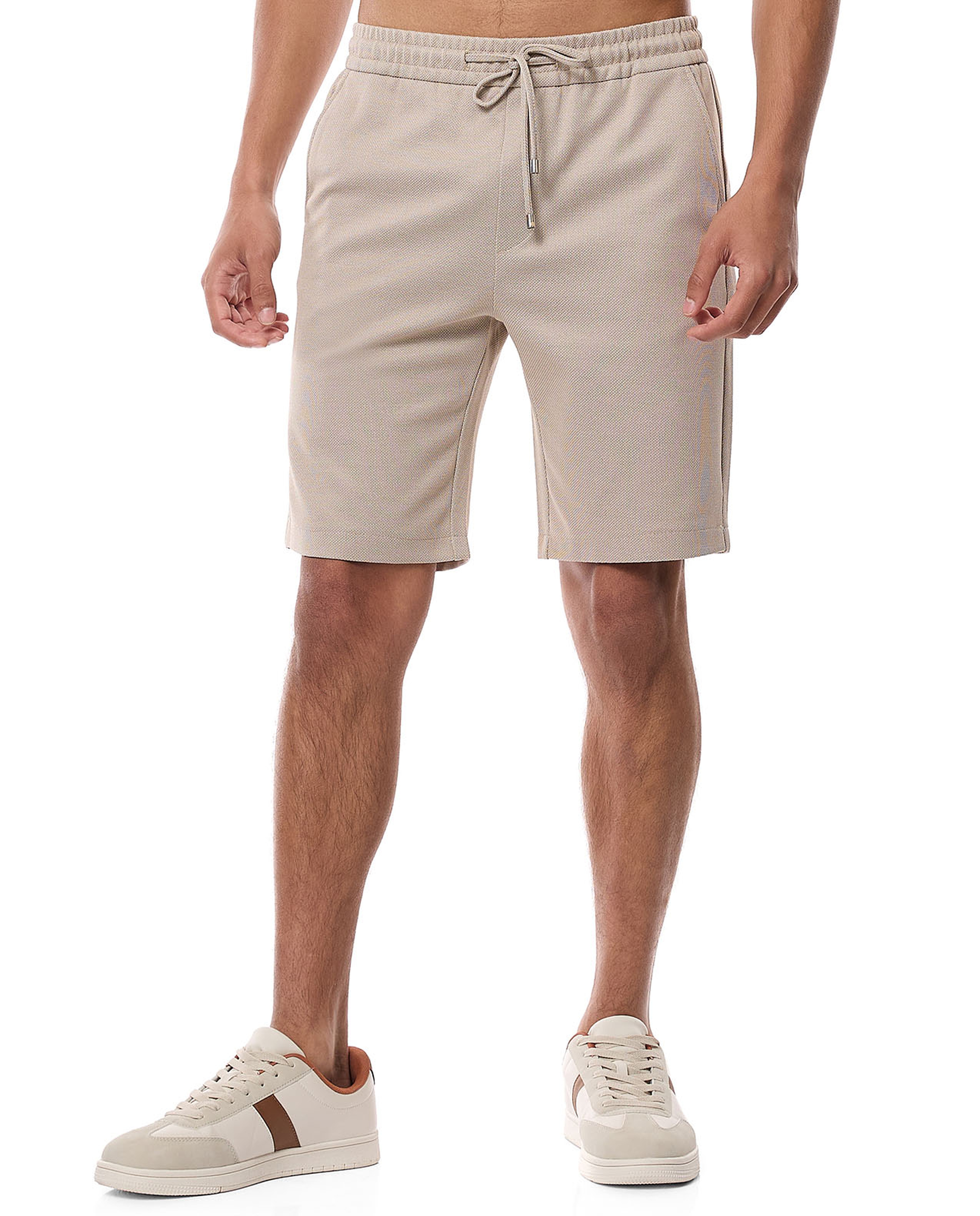 Textured Shorts with Drawstring Waist