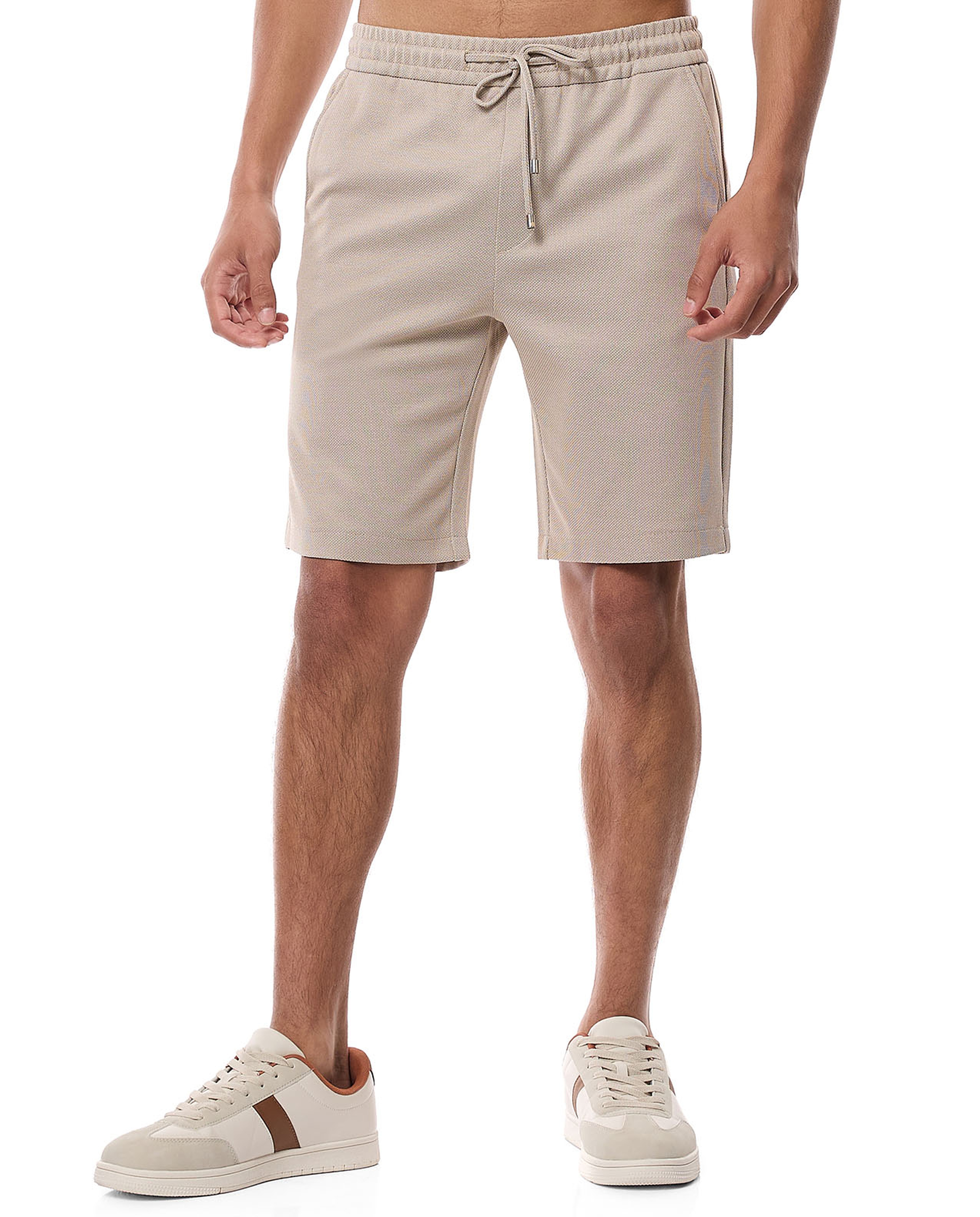 Textured Shorts with Drawstring Waist