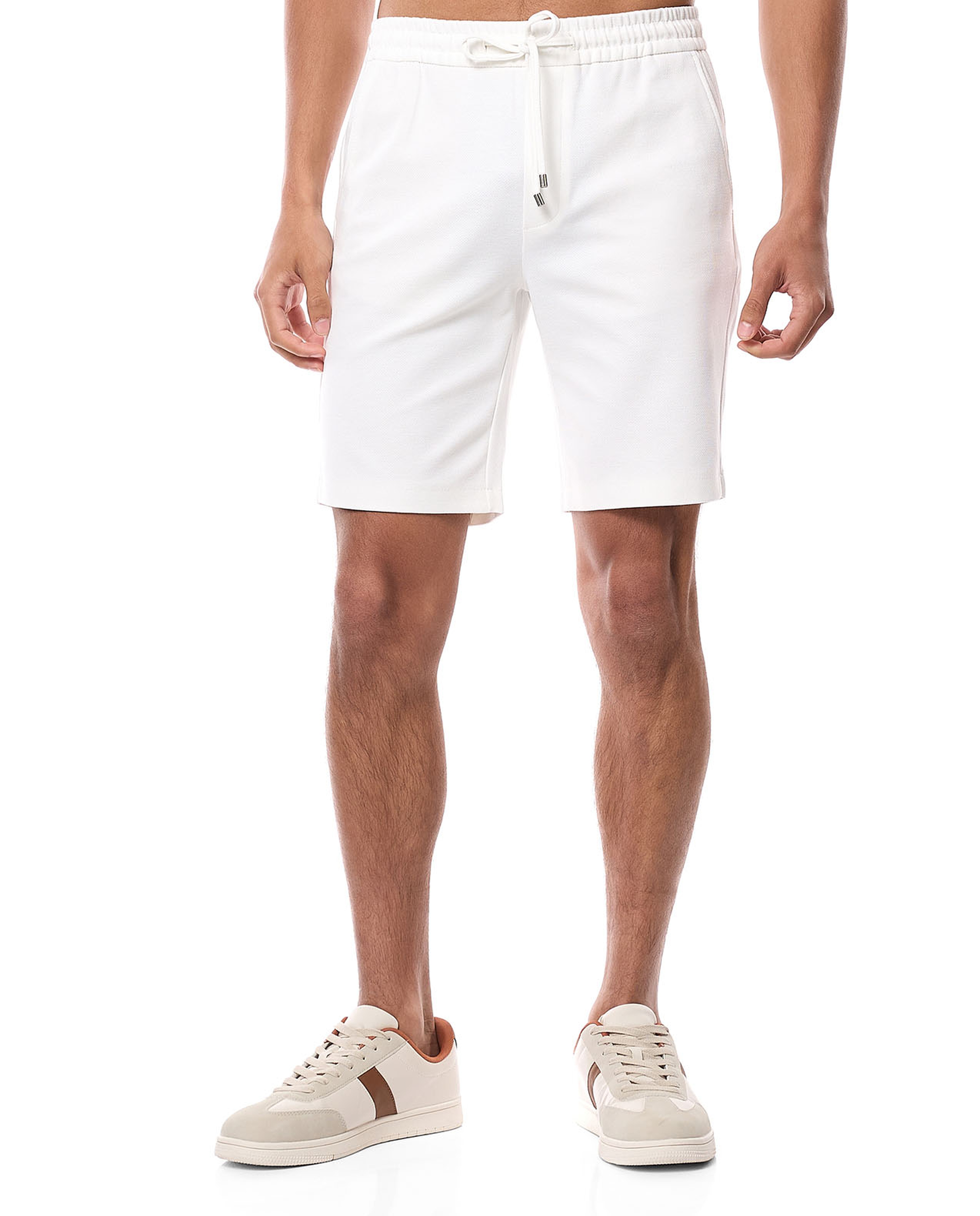 Textured Shorts with Drawstring Waist