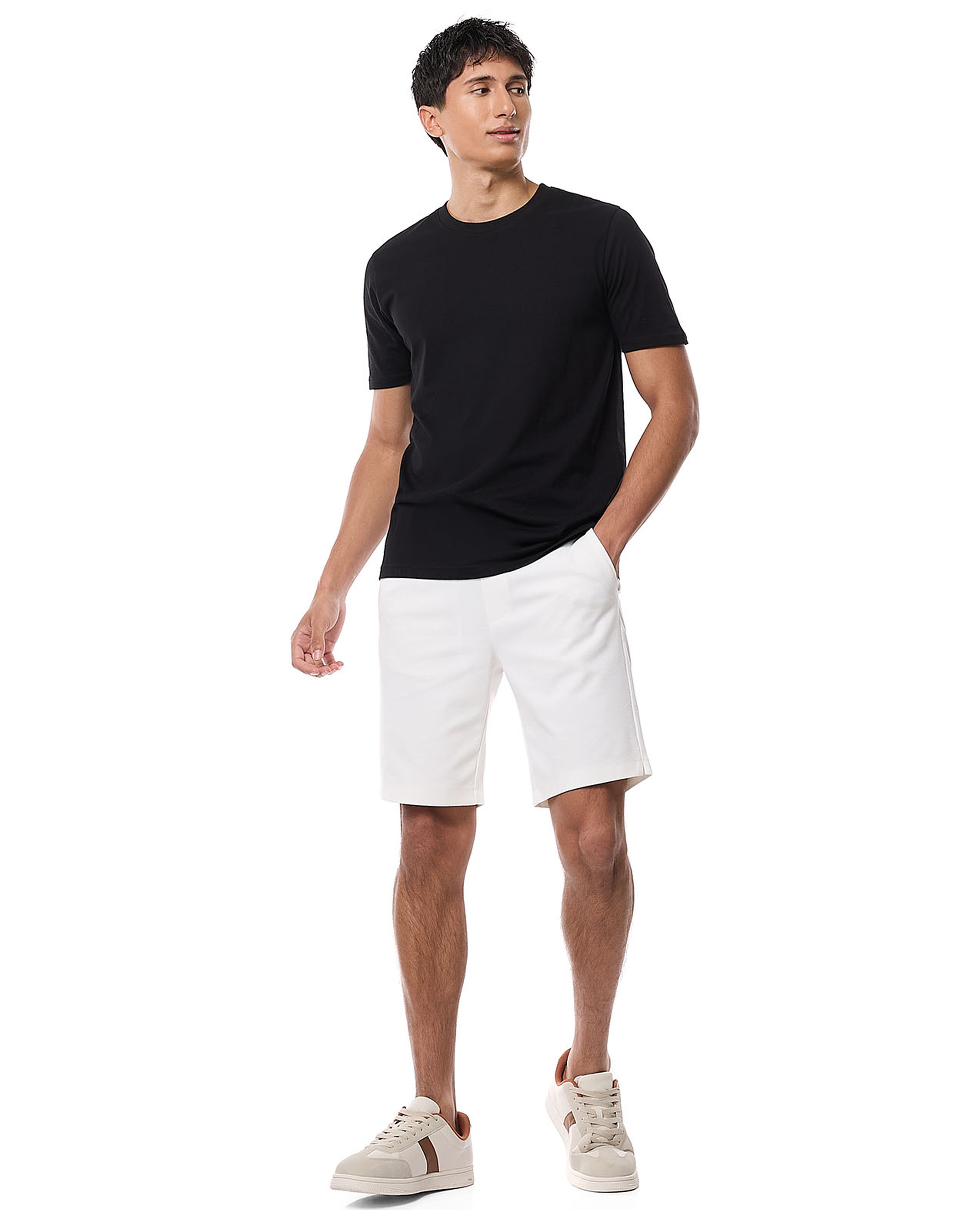Textured Shorts with Drawstring Waist