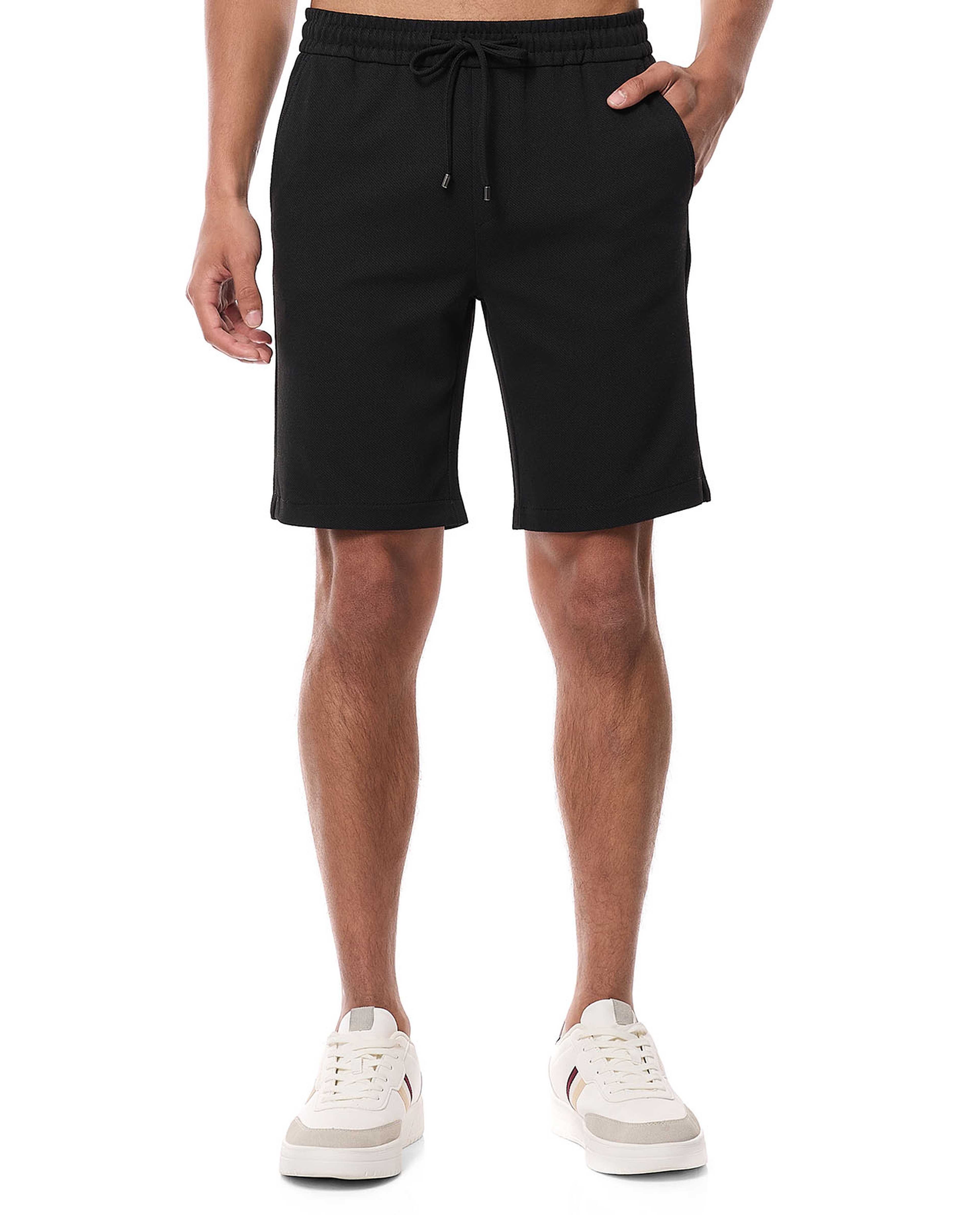 Textured Shorts with Drawstring Waist