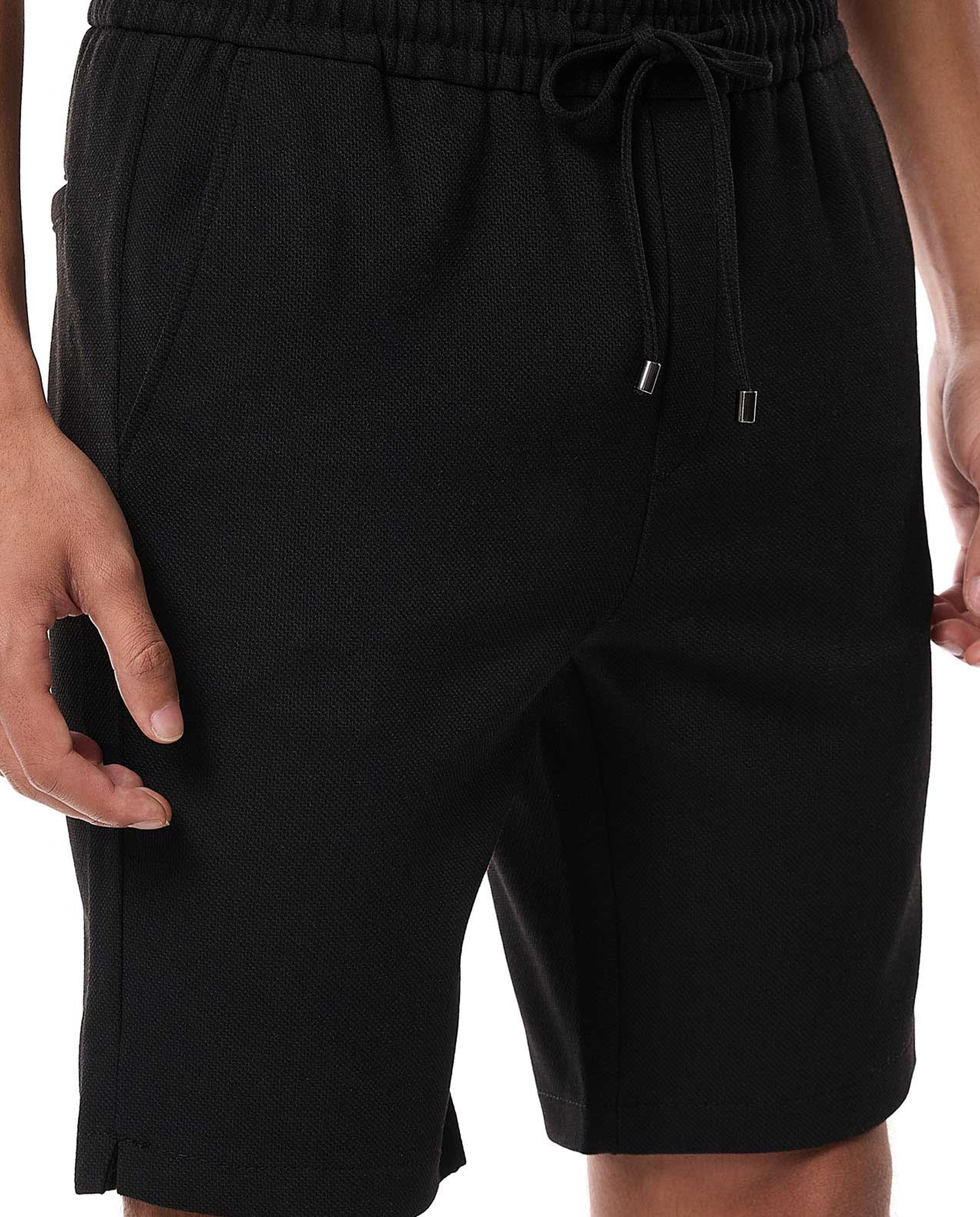 Textured Shorts with Drawstring Waist