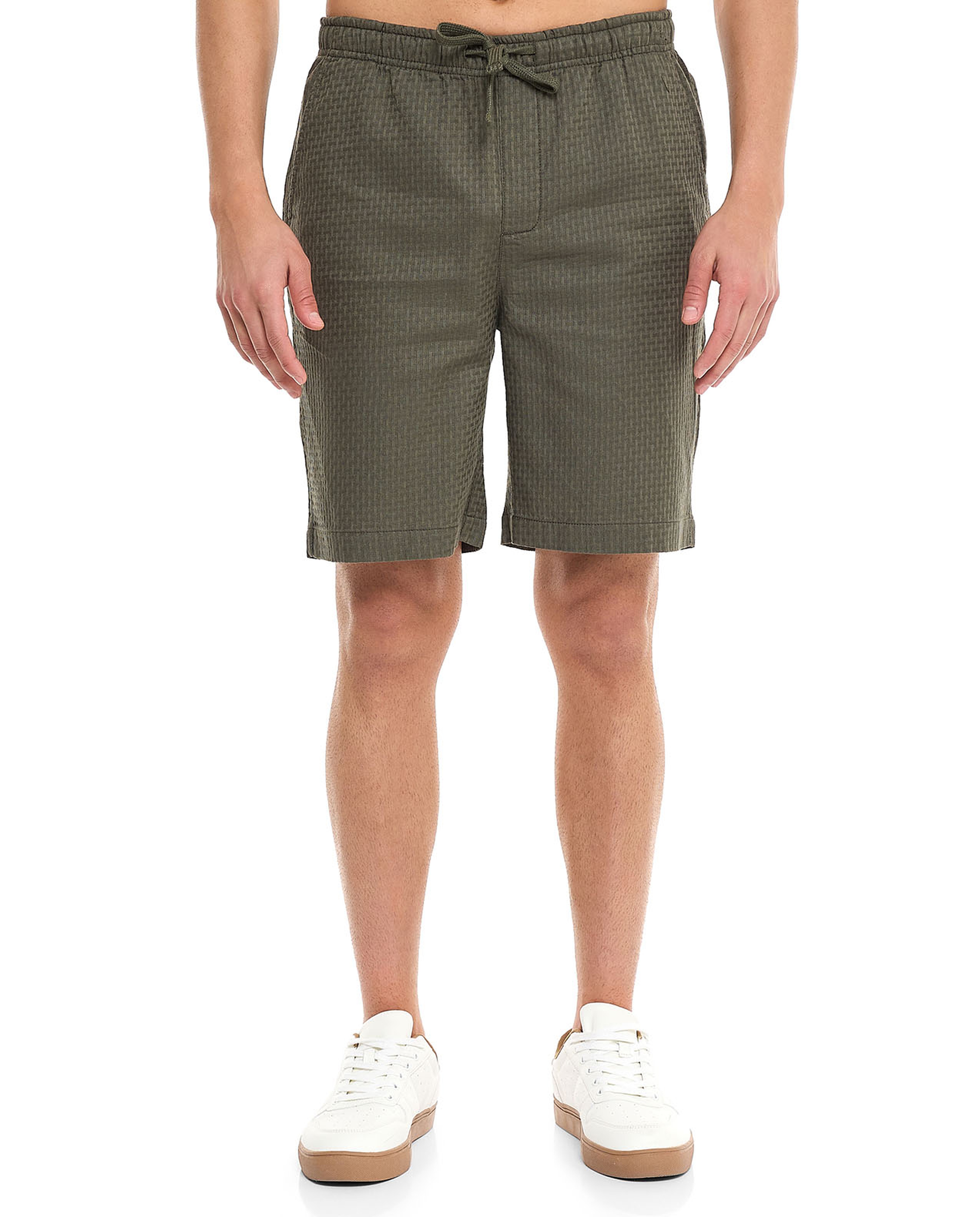 Self Design Shorts With Drawstring Waist