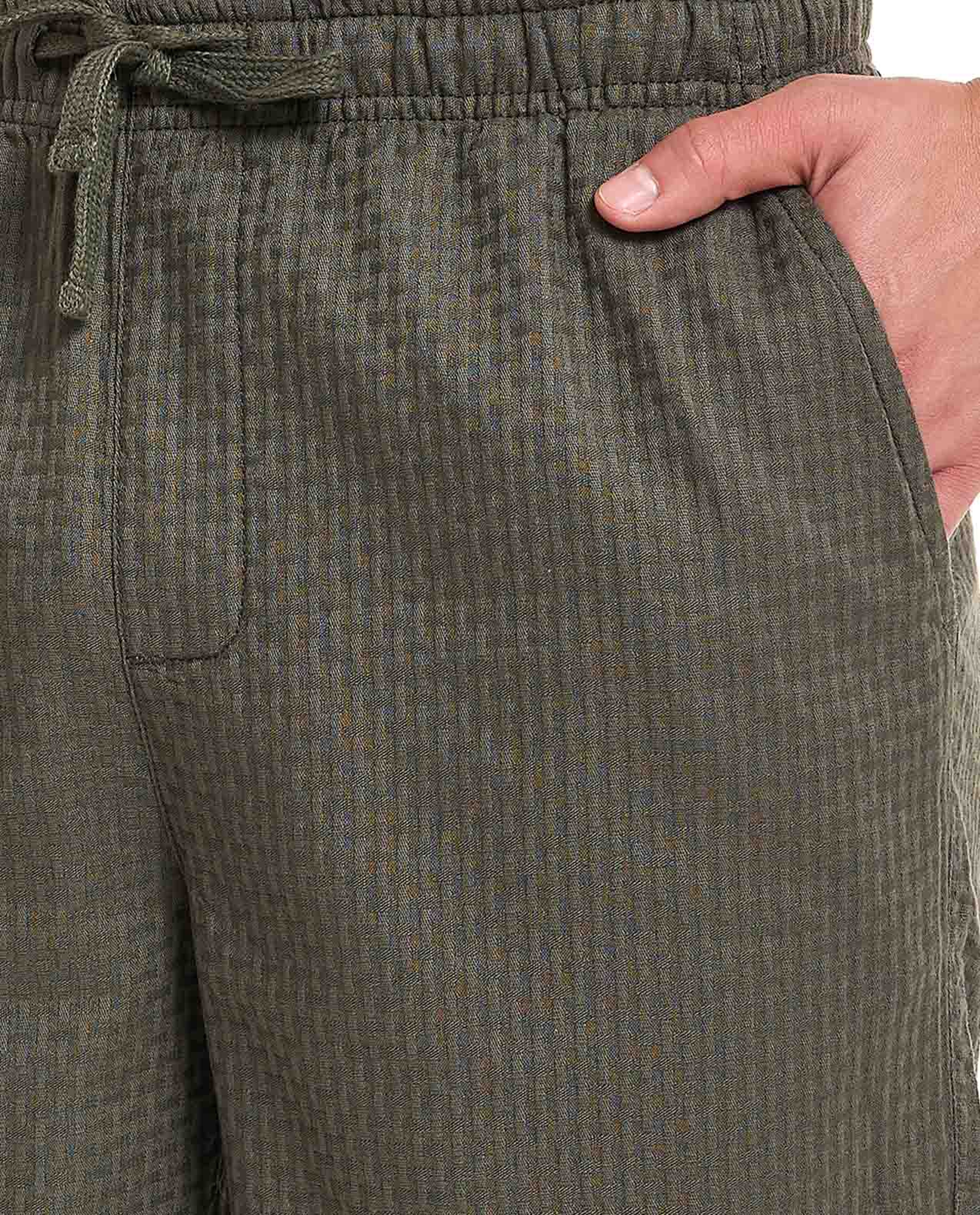 Self Design Shorts With Drawstring Waist