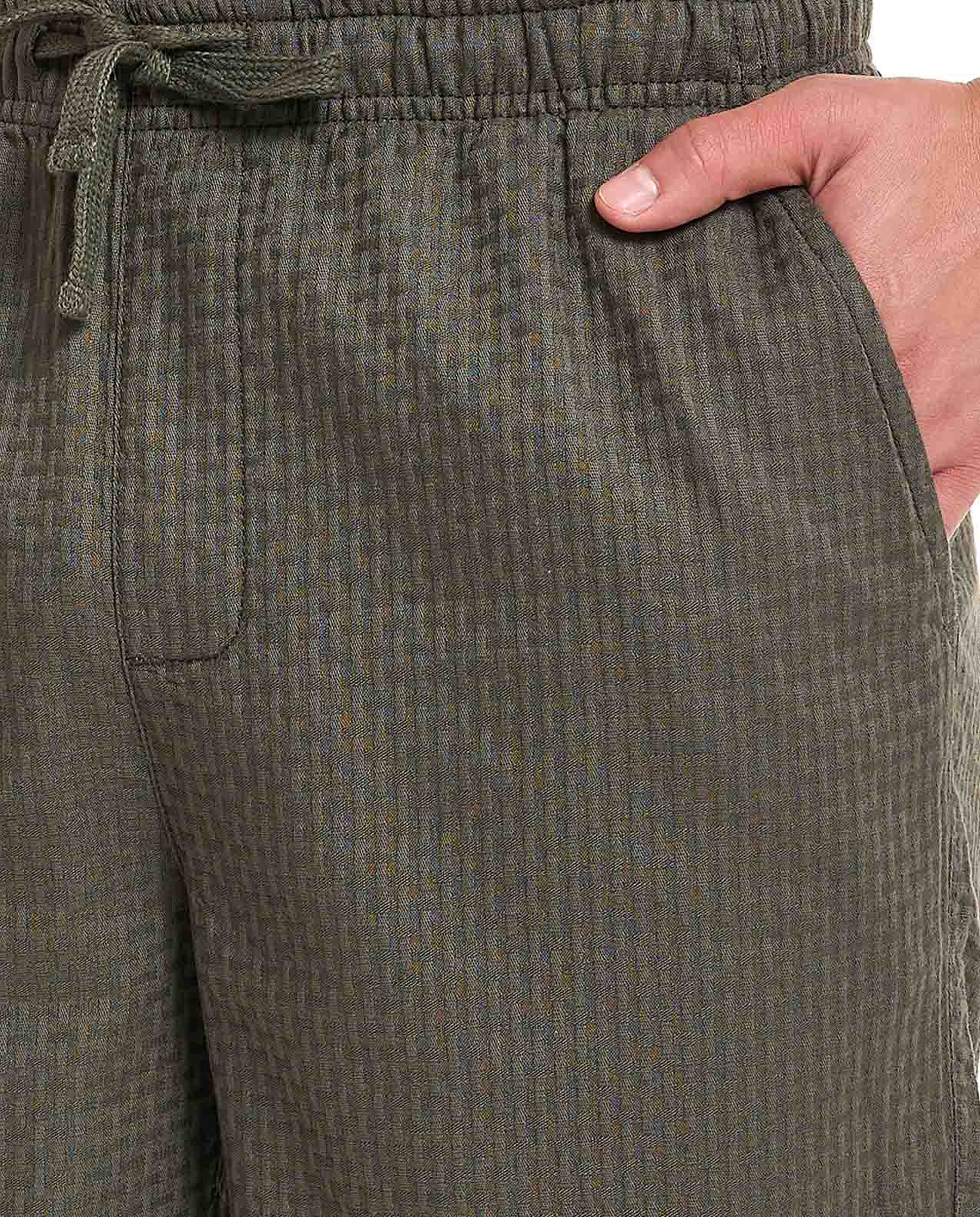 Self Design Shorts With Drawstring Waist