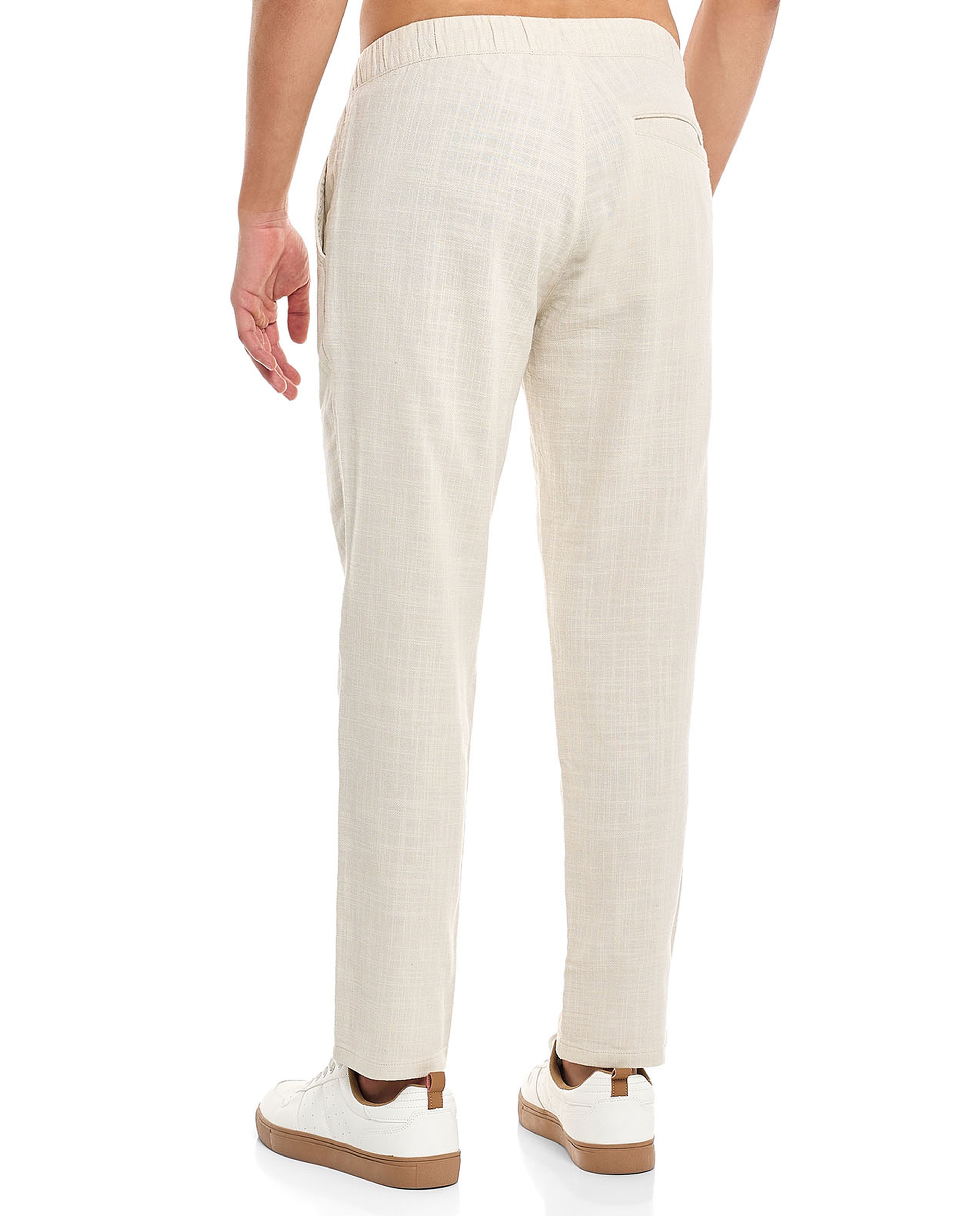 Textured Pants With Drawstring Waist