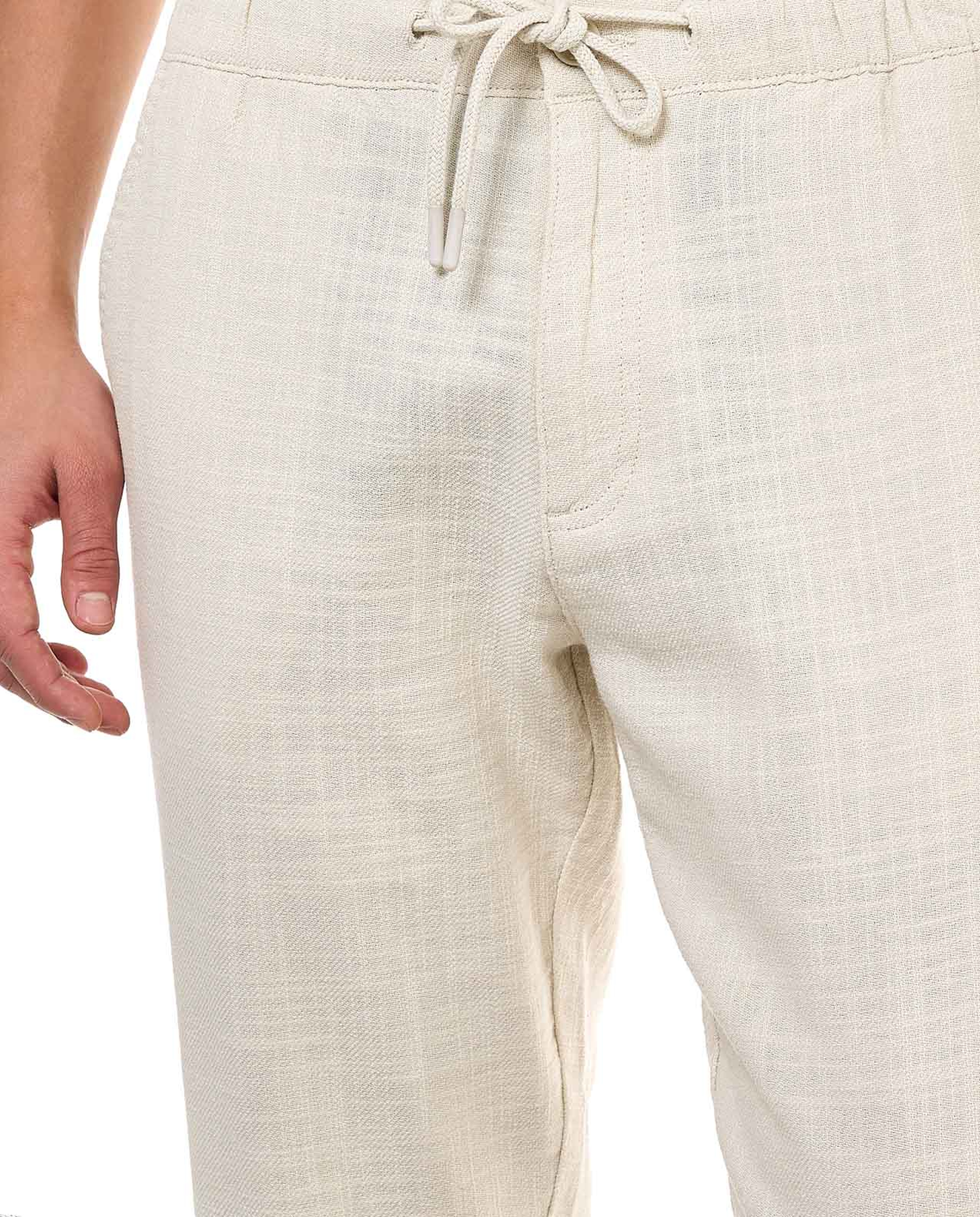 Textured Pants With Drawstring Waist