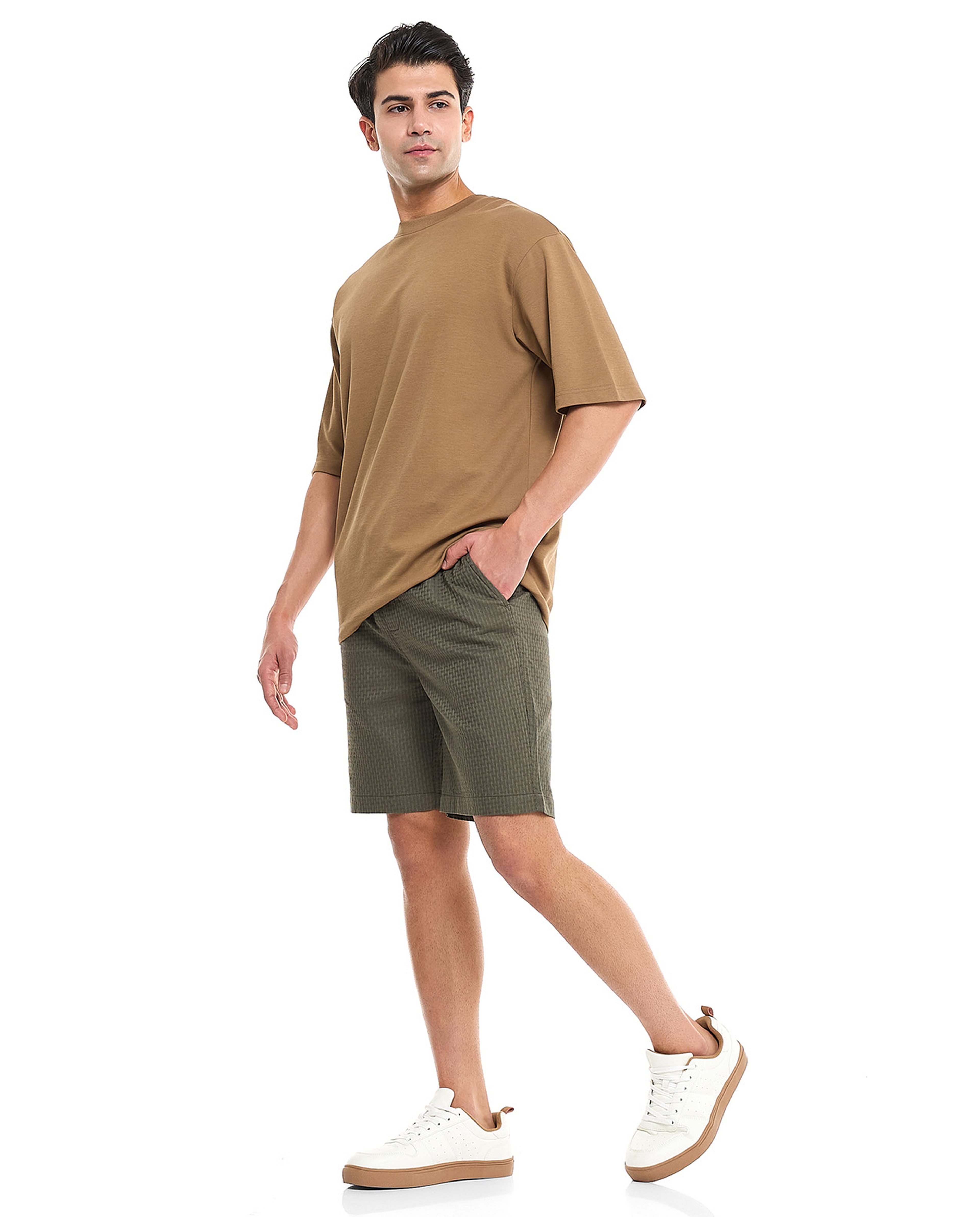 Self Design Shorts With Drawstring Waist