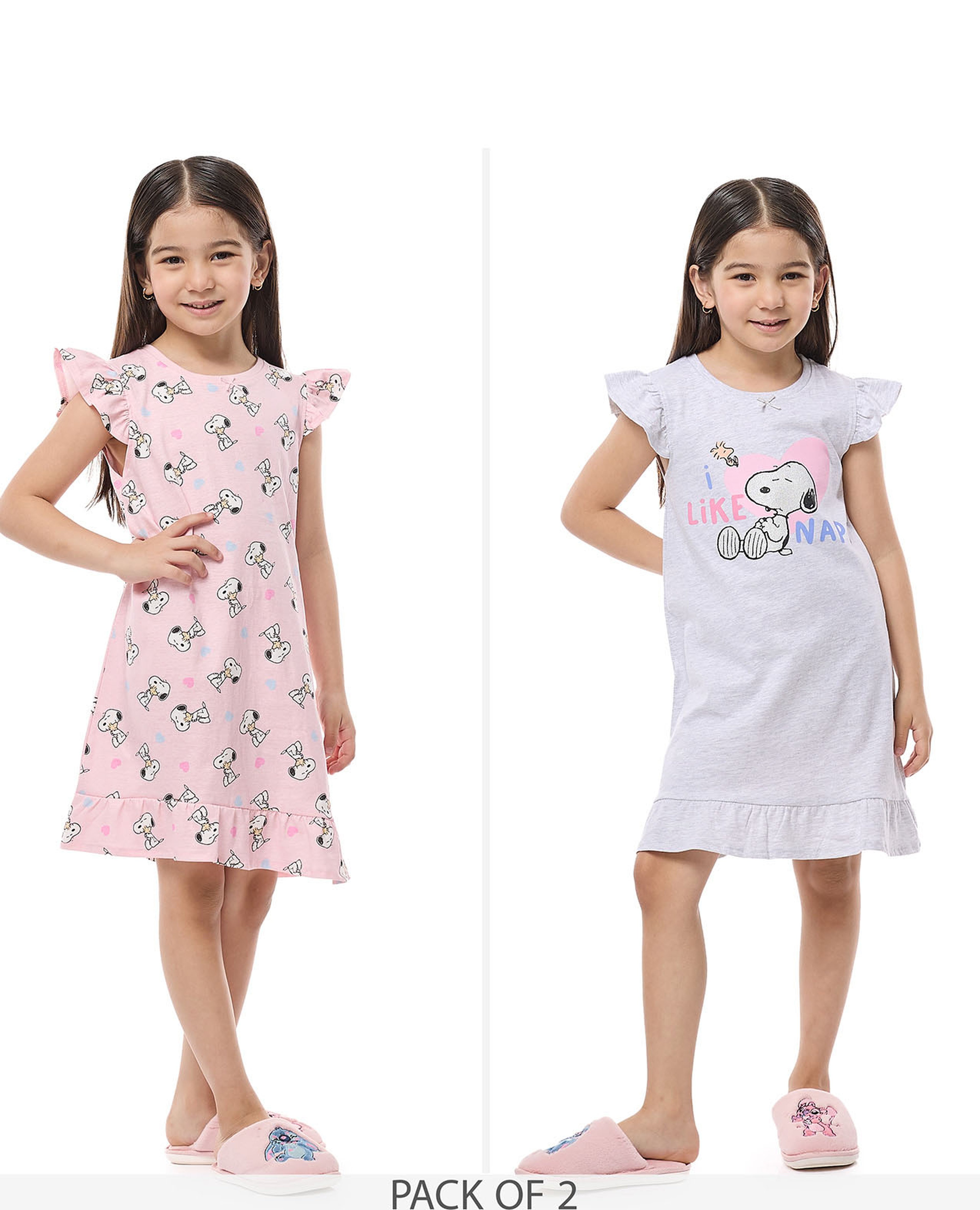 فستان نوم بطبعة سنوبي - قطعتين