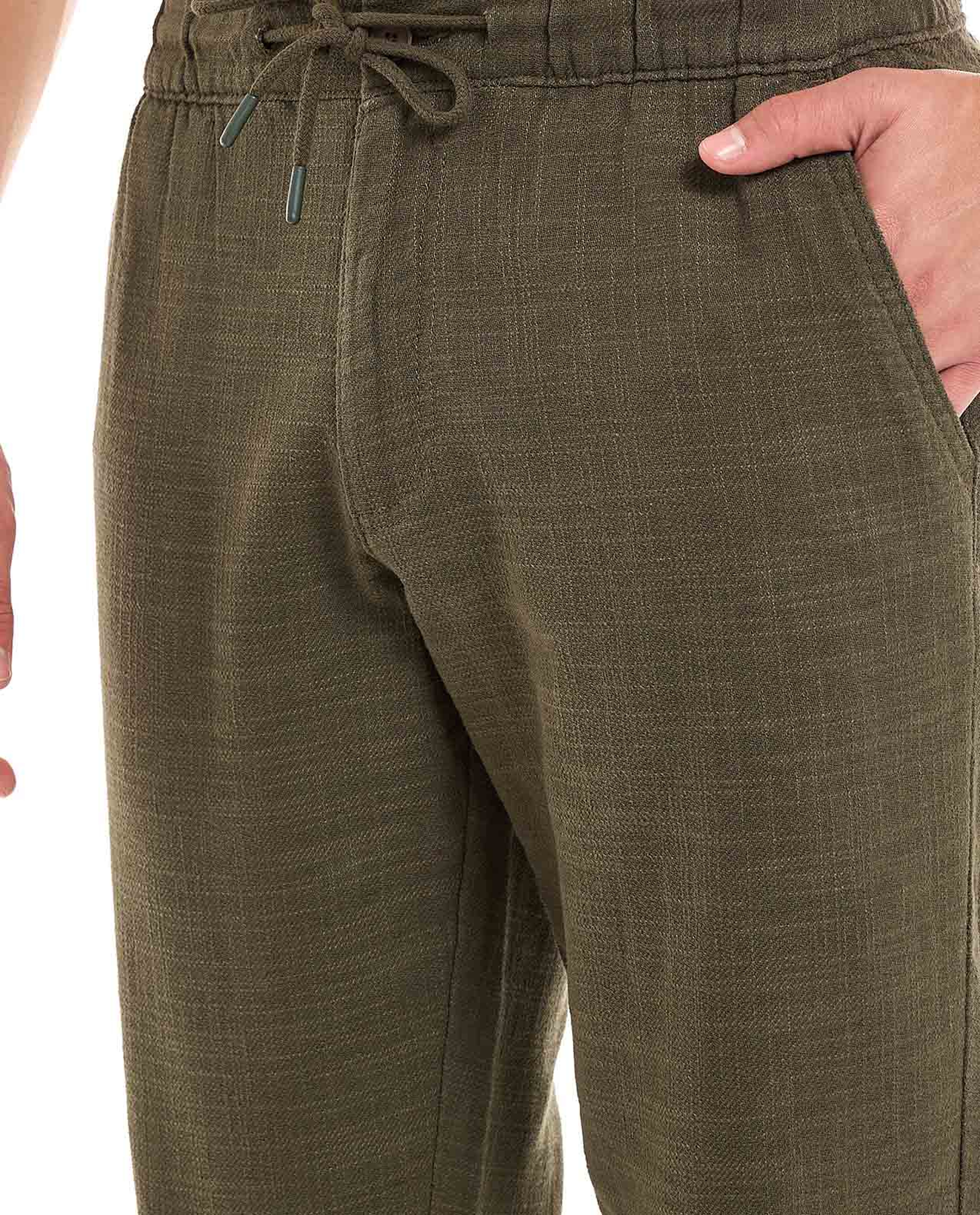 Textured Pants With Drawstring Waist