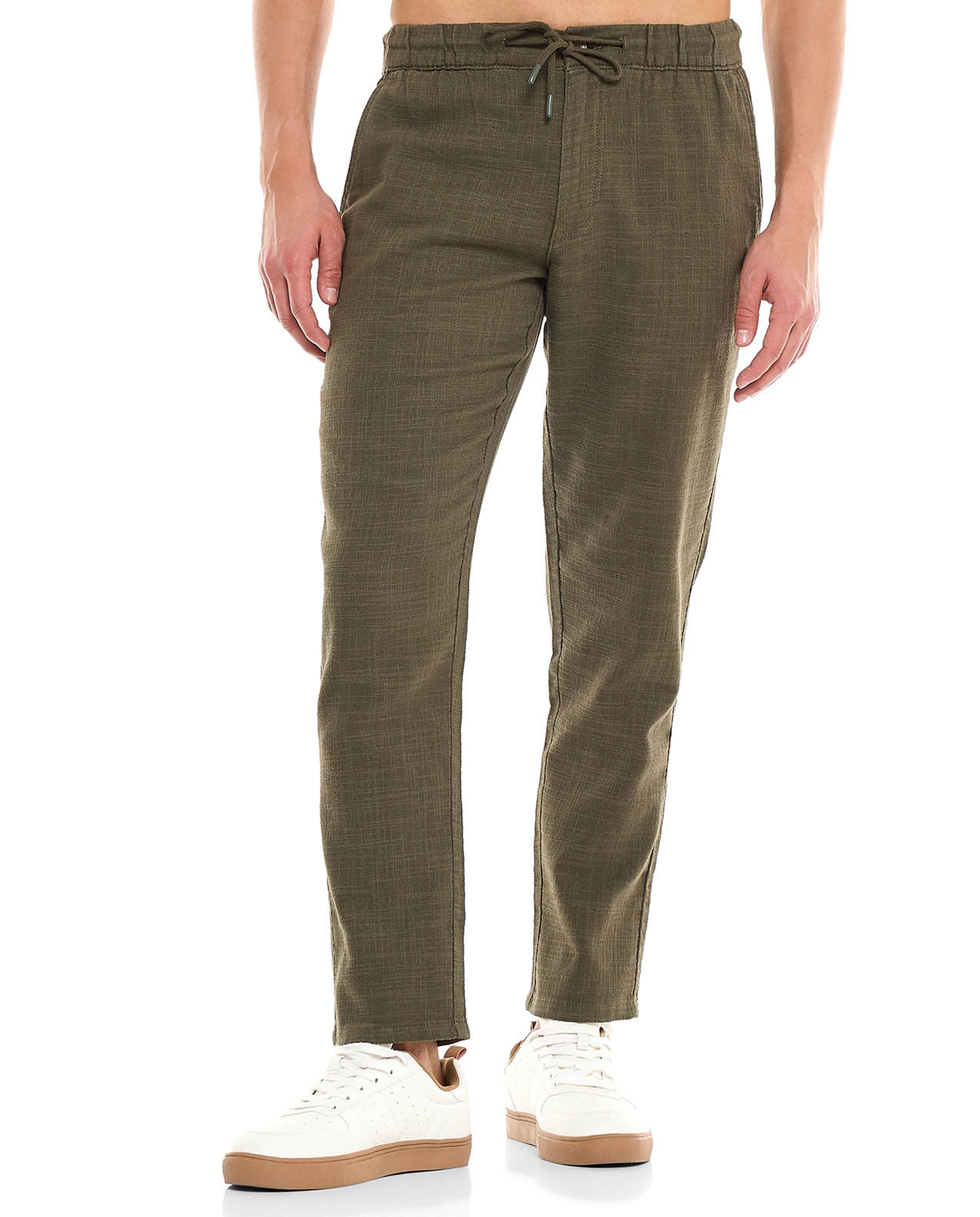 Textured Pants With Drawstring Waist