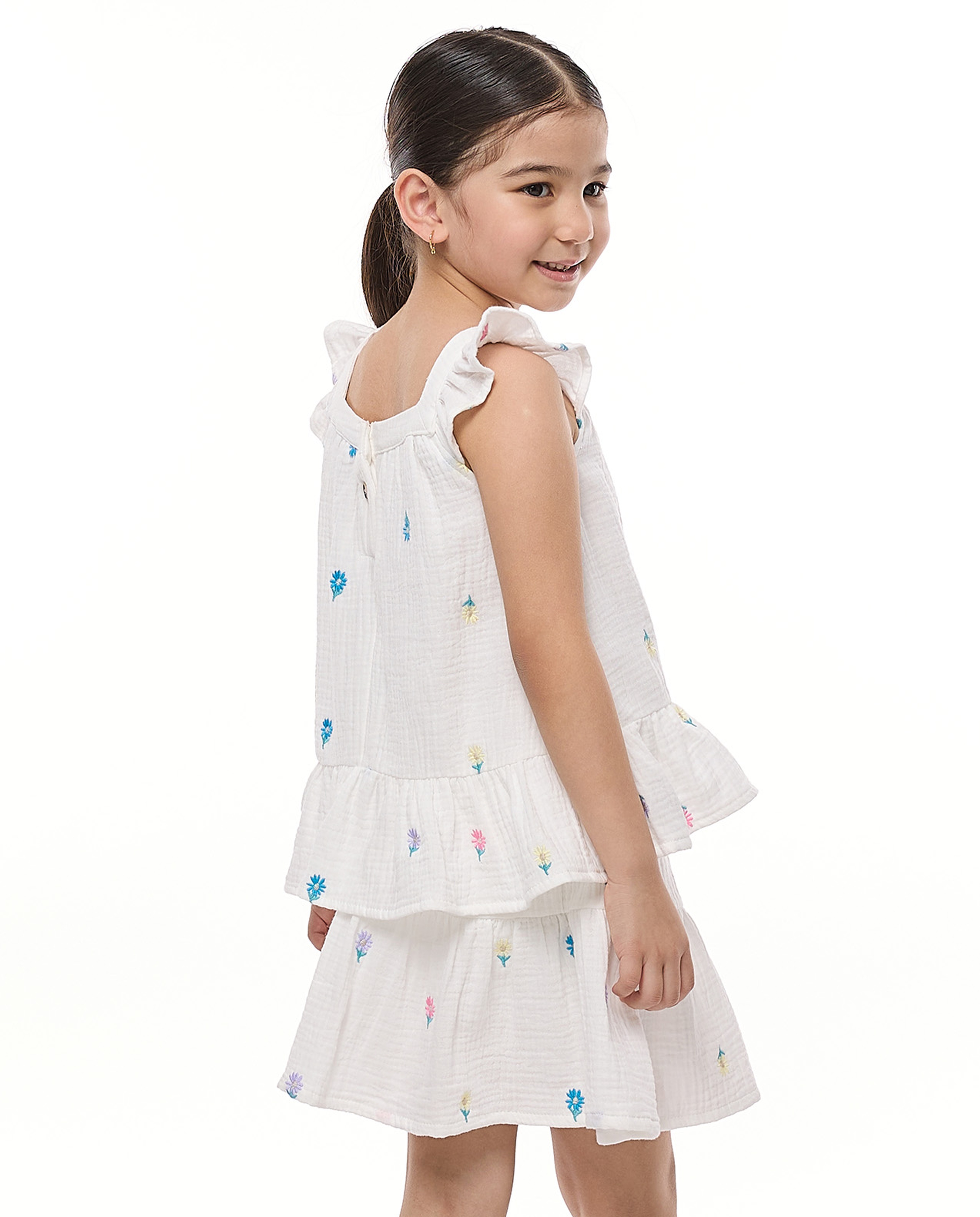 Embroidered Top and Skirt Set