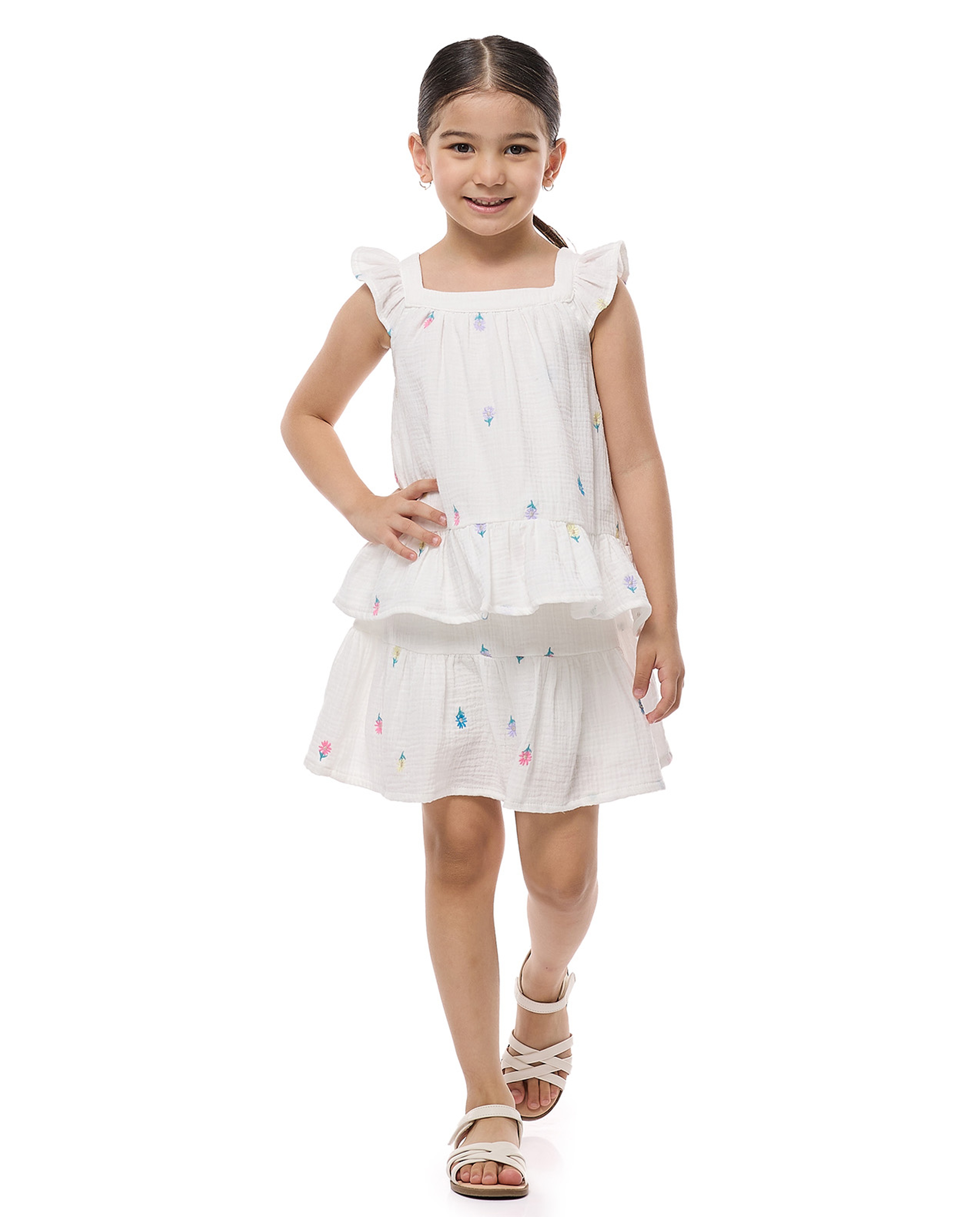 Embroidered Top and Skirt Set