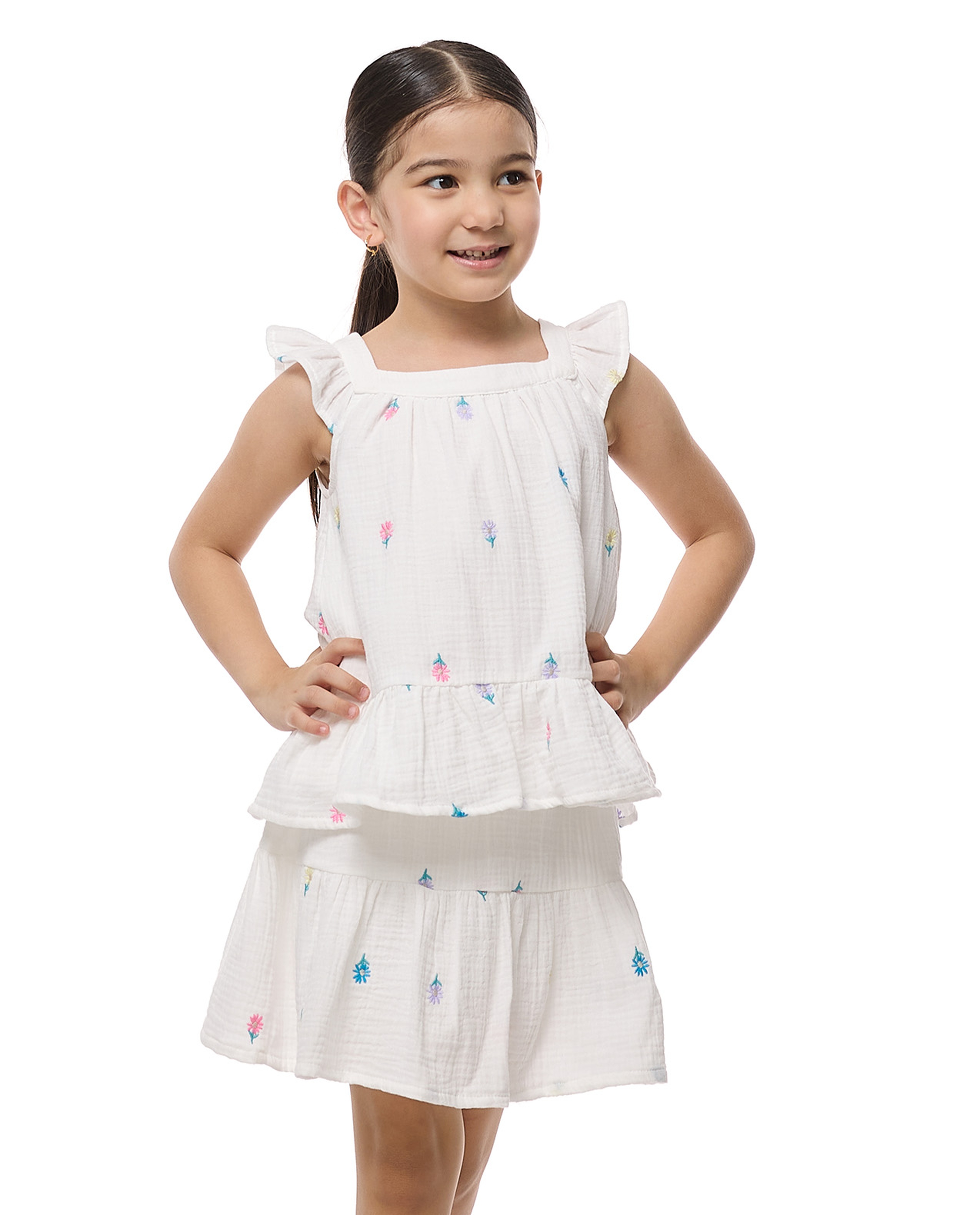 Embroidered Top and Skirt Set