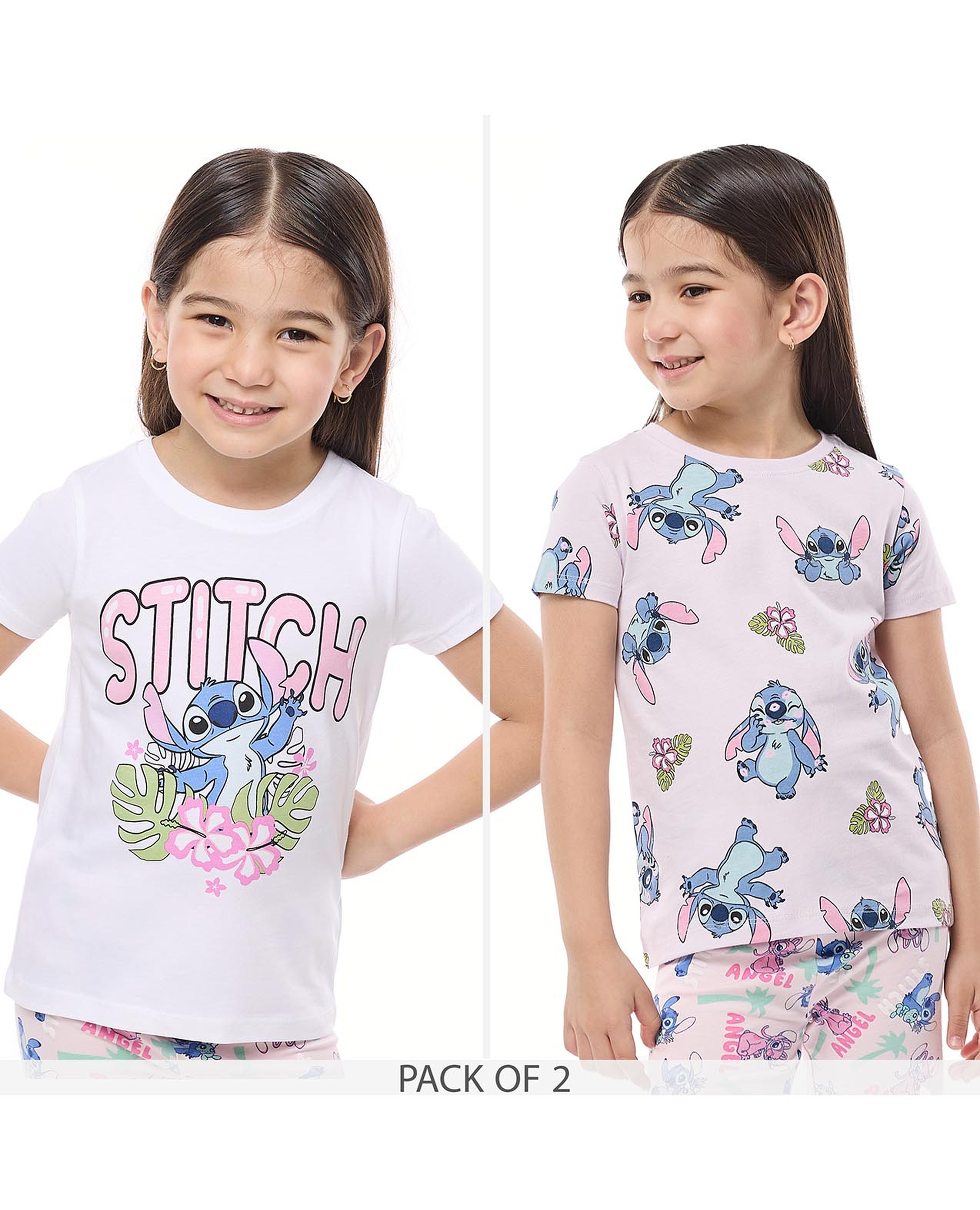 تيشيرت بطبعة ستيتش كم قصير