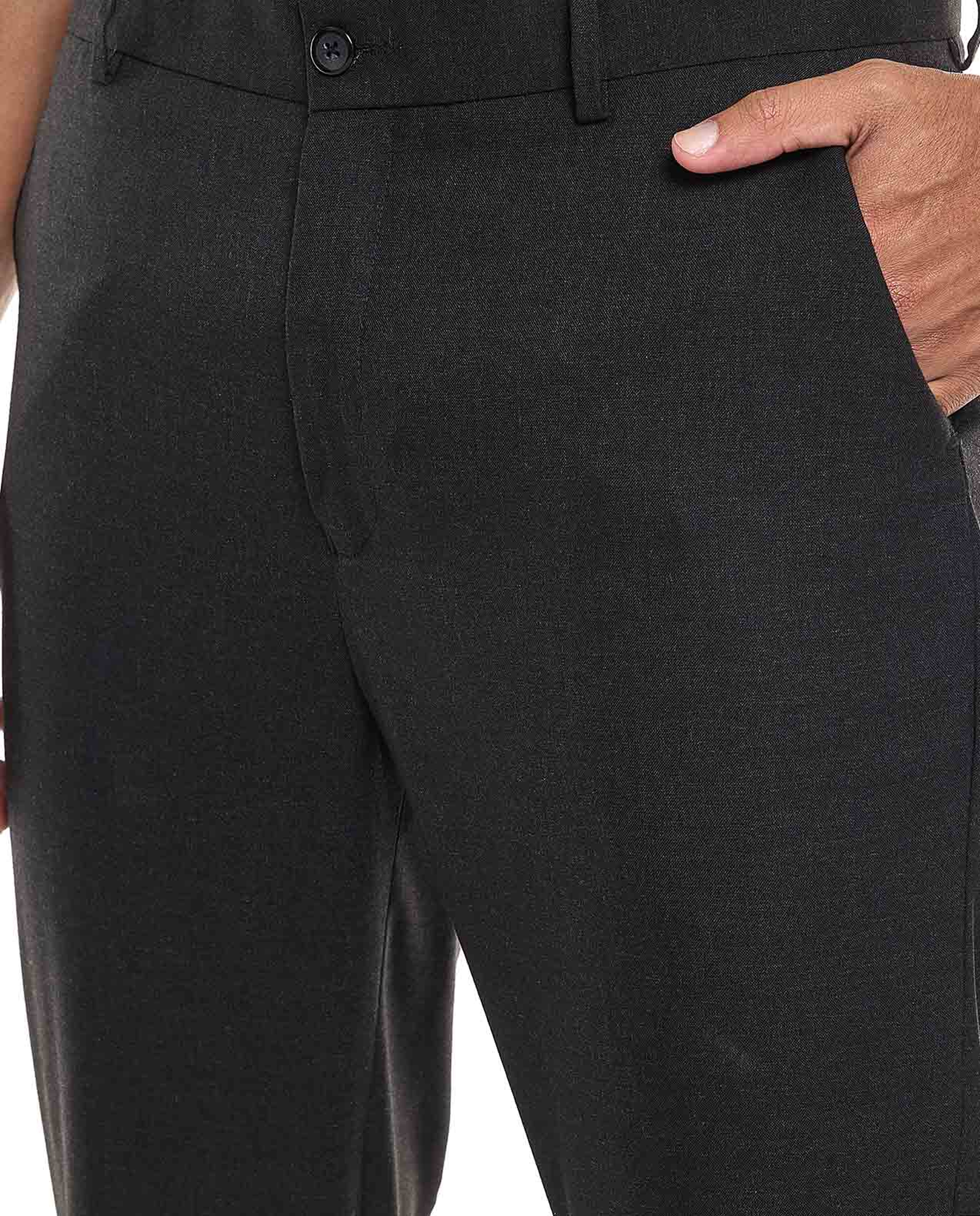 Solid Cropped Trousers with Button Closure