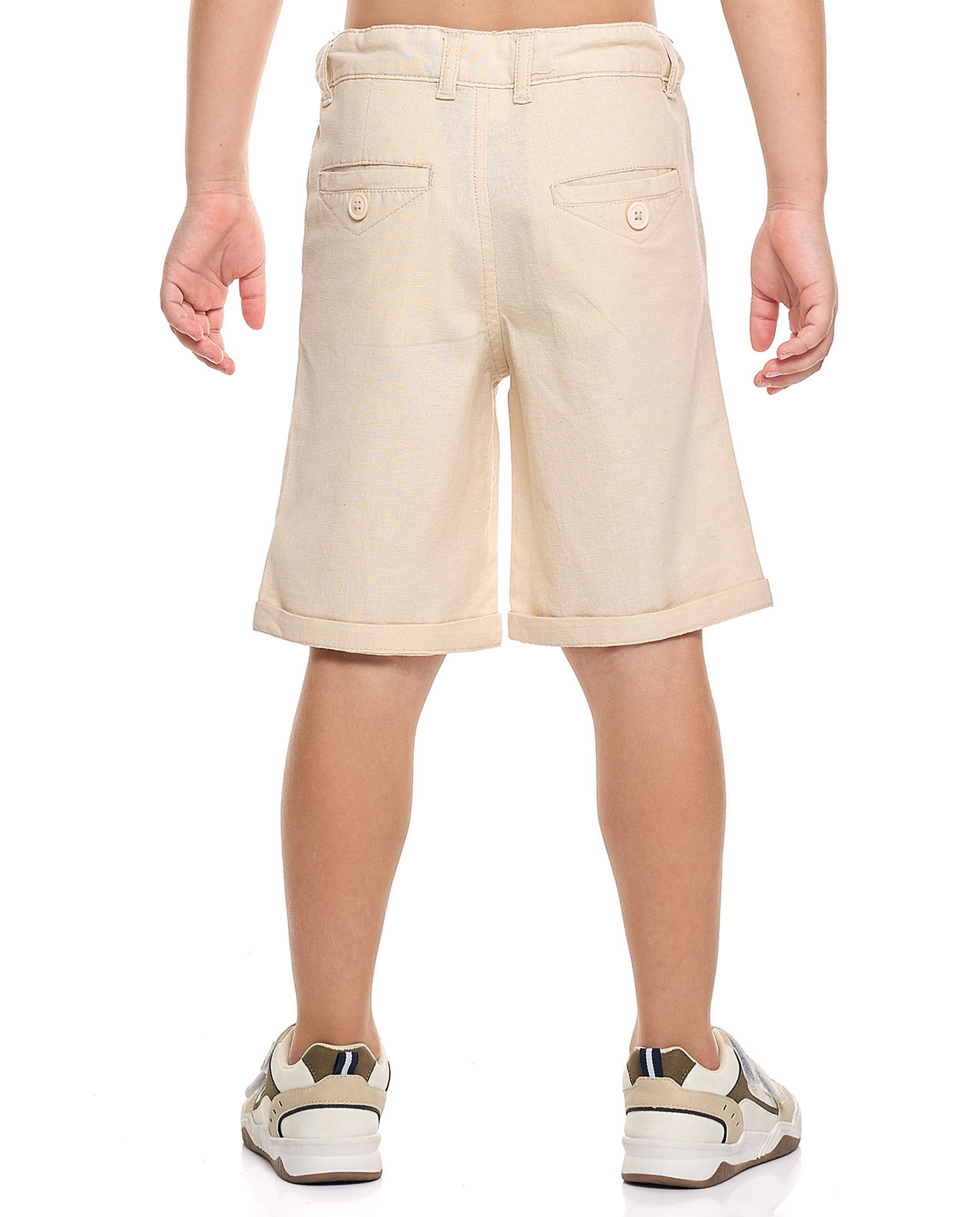 Solid Chino Shorts with Button Closure
