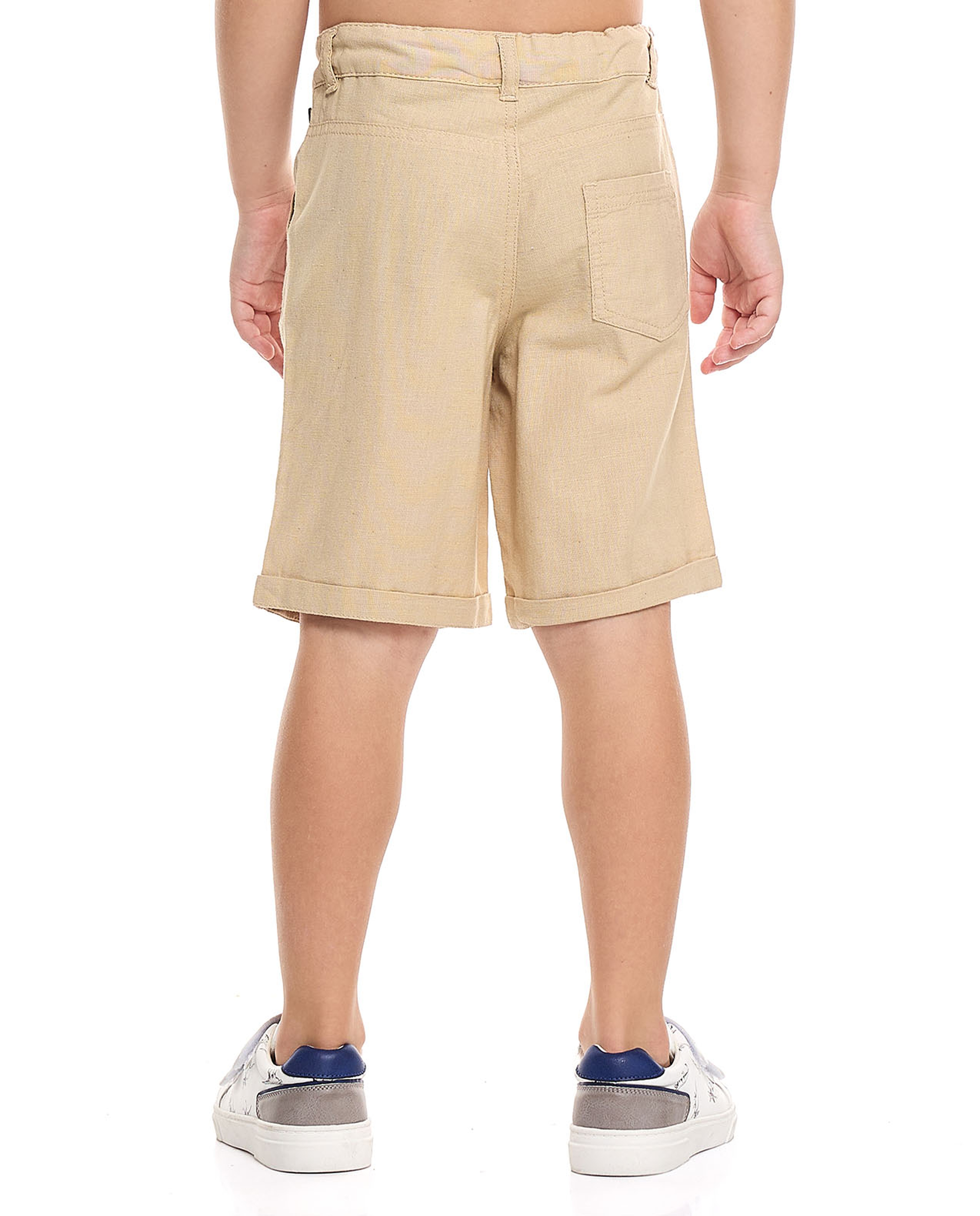 Solid Chino Shorts with Button Closure