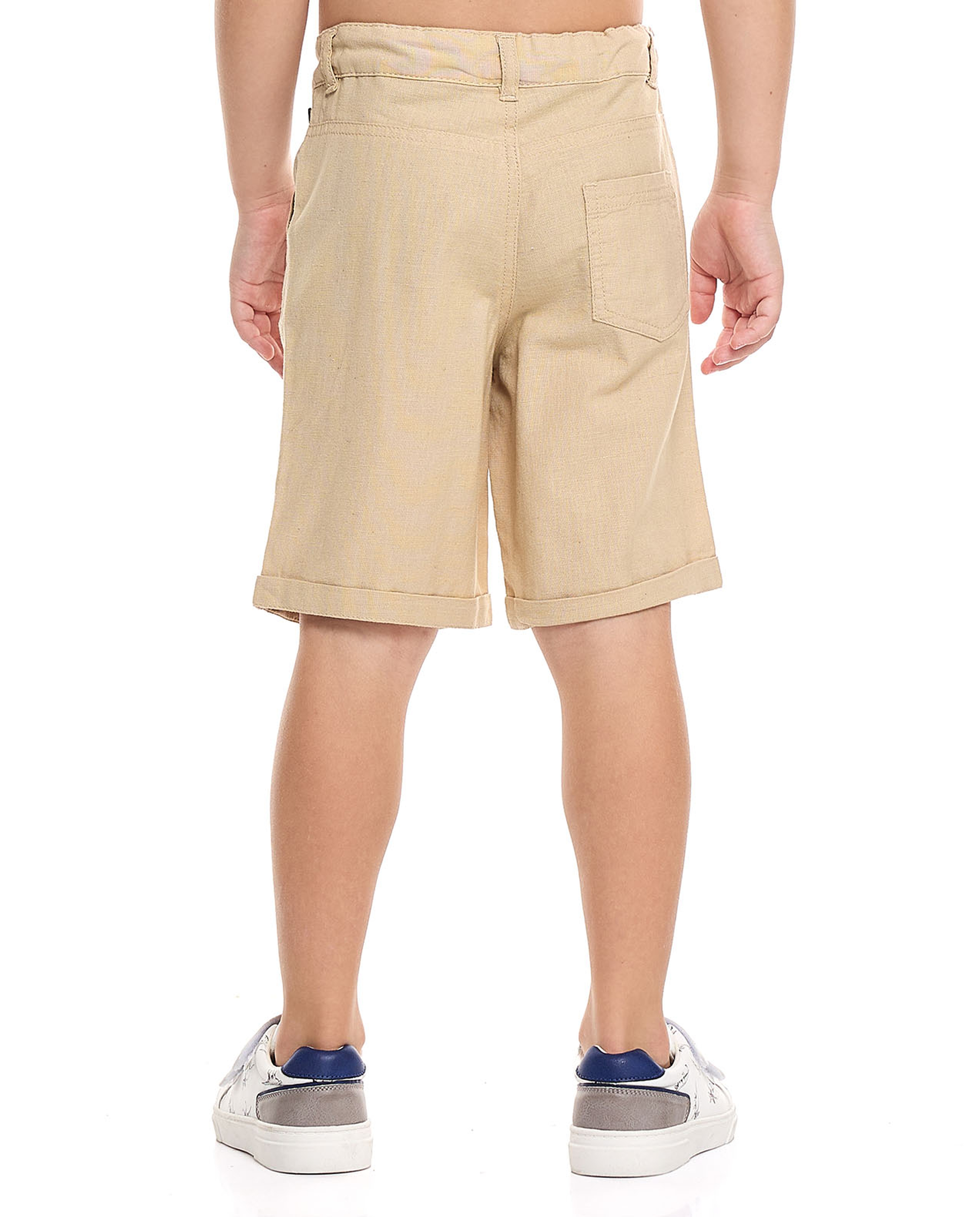 Solid Chino Shorts with Button Closure
