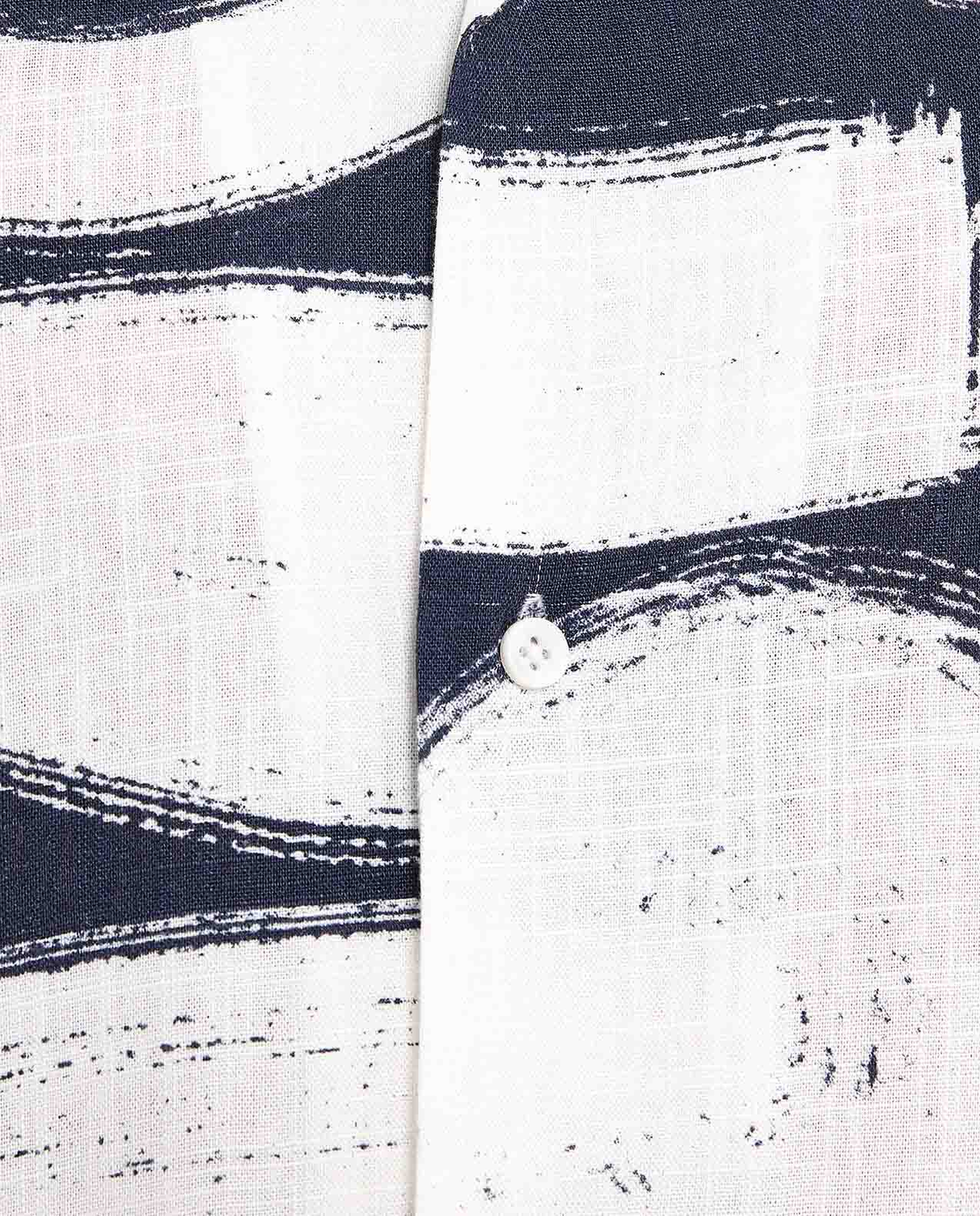 Patterned Shirt With Revere Collar and Short Sleeves