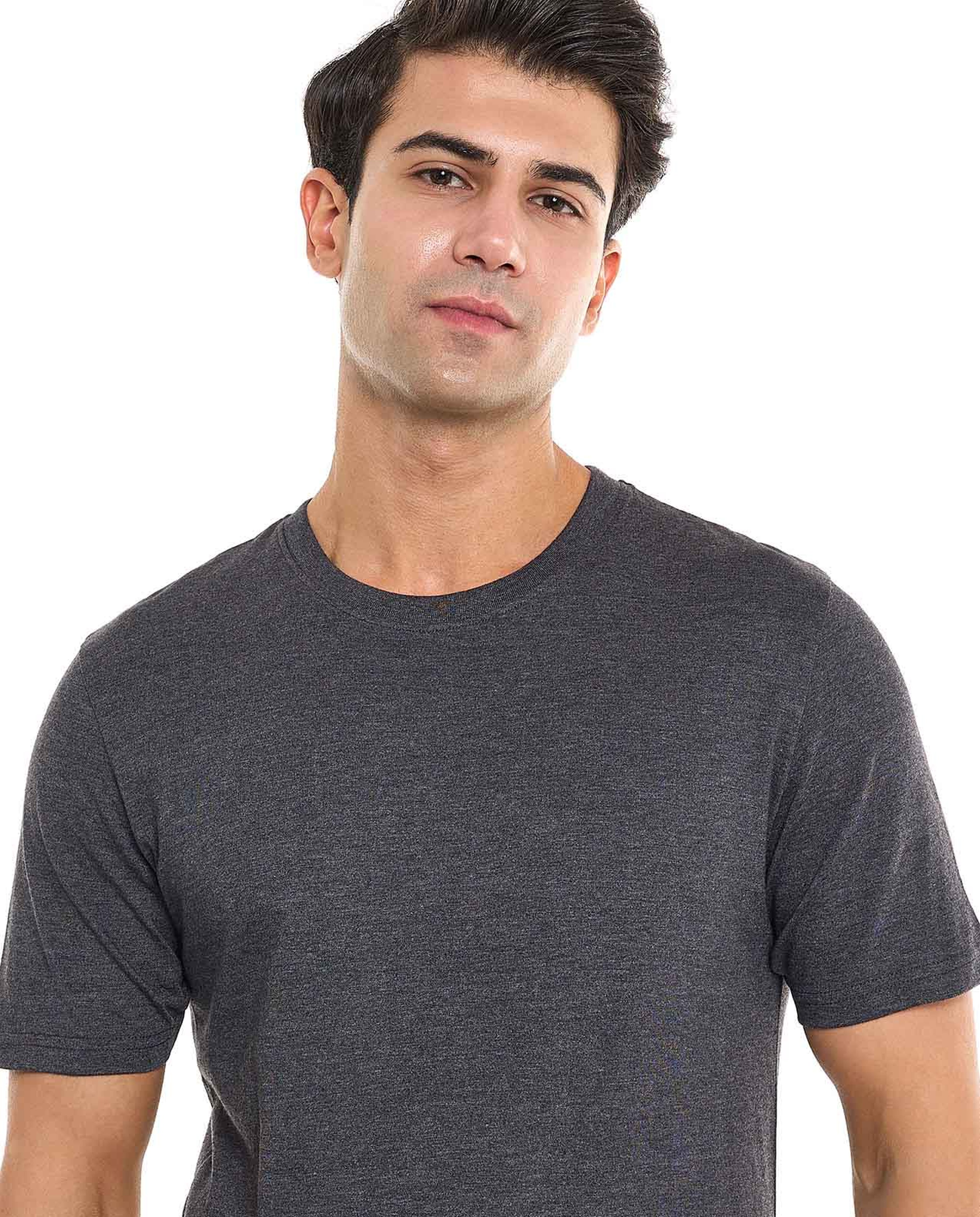 Solid T-Shirt With Crew Neck and Short Sleeves