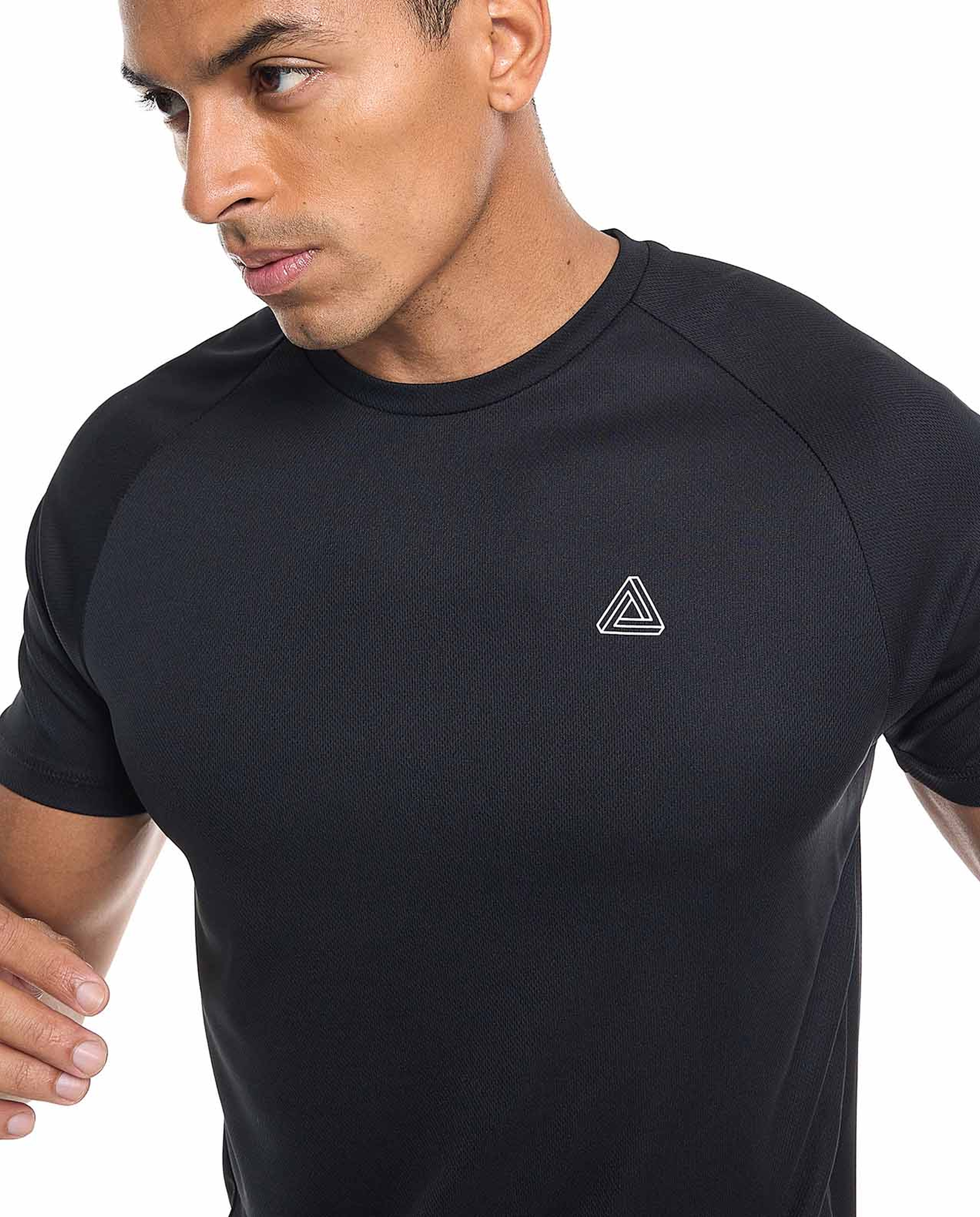 Logo Detail Active T-Shirt with Crew Neck and Short Sleeves