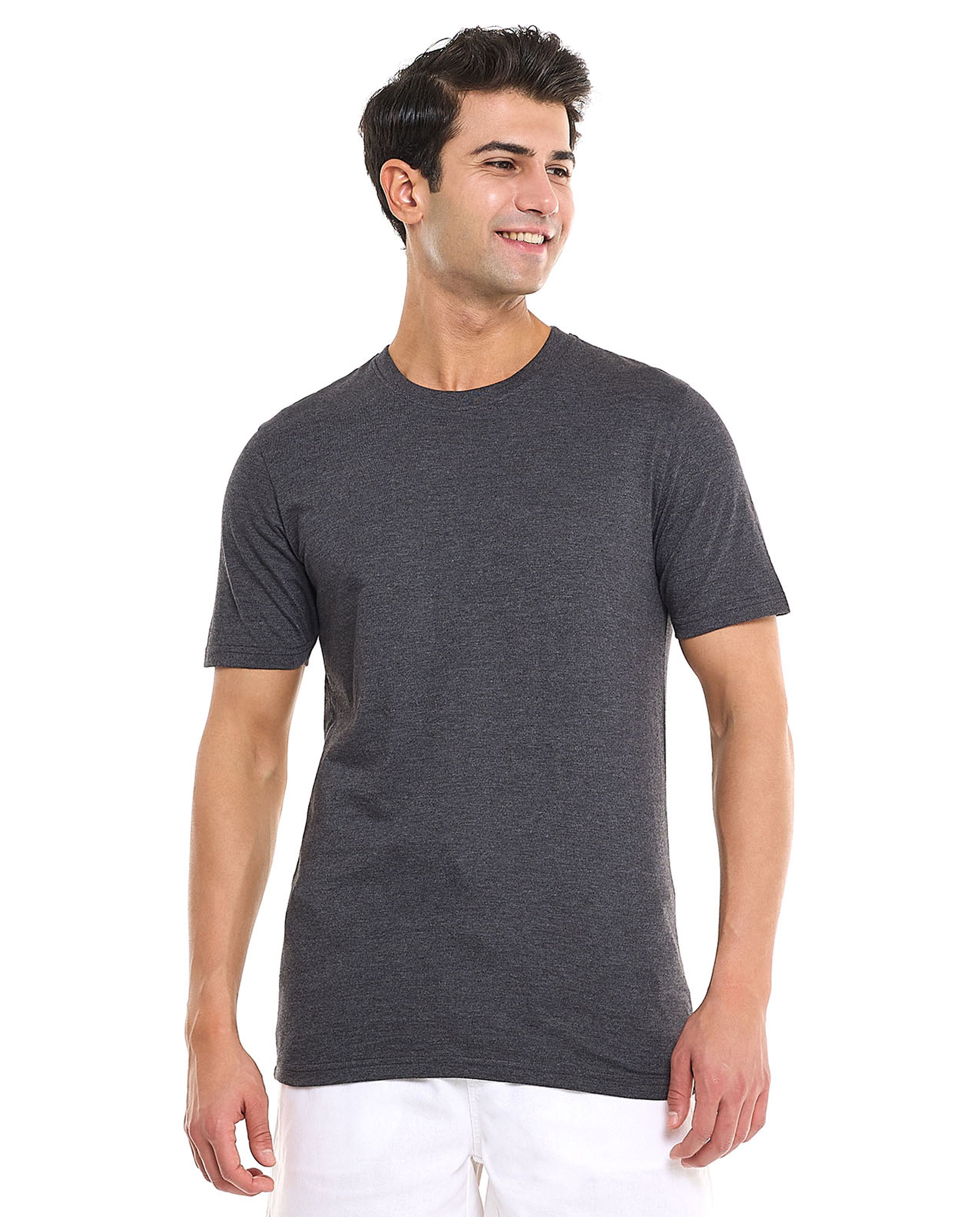 Solid T-Shirt With Crew Neck and Short Sleeves