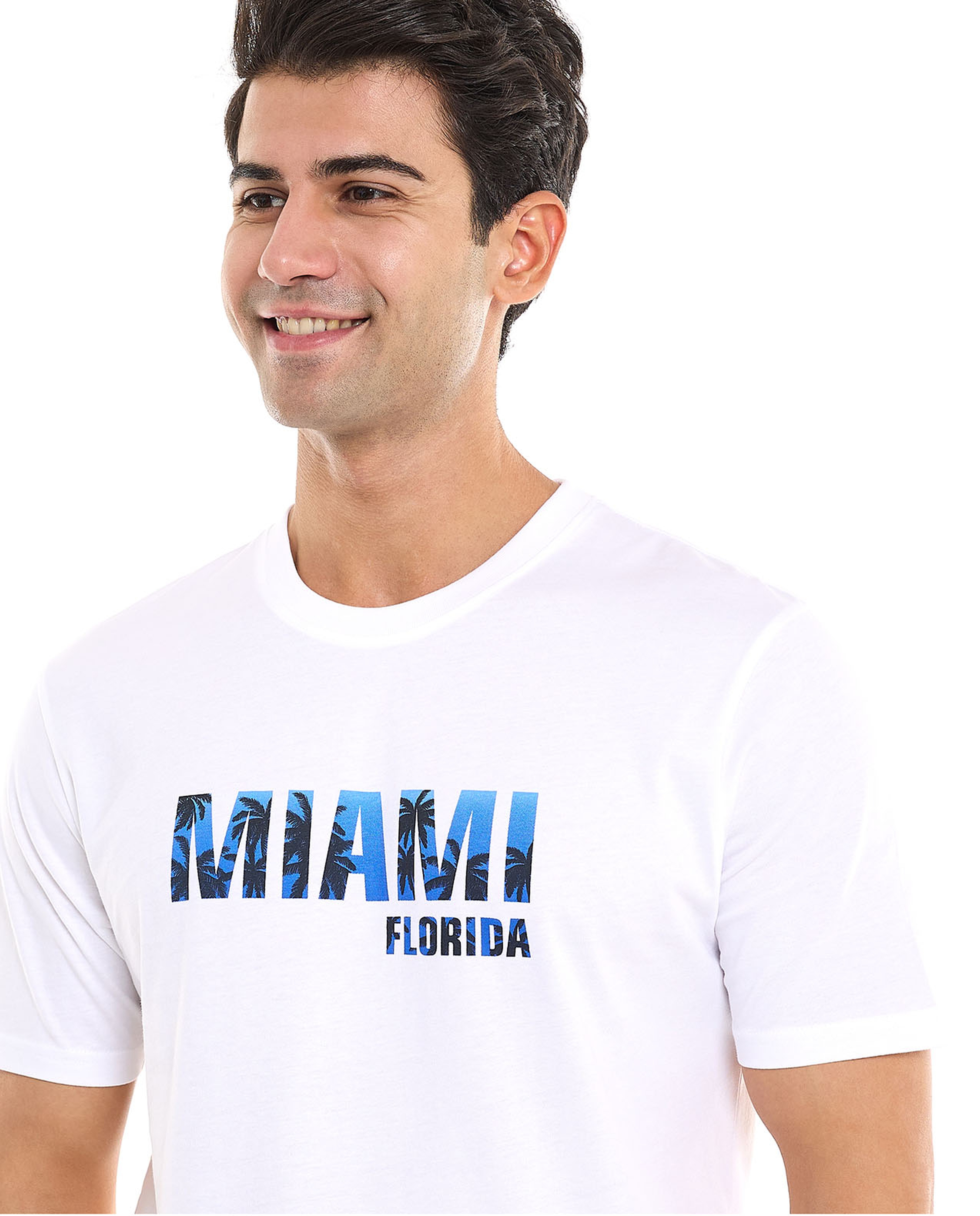 Typography Print T-Shirt With Crew Neck and Short Sleeves