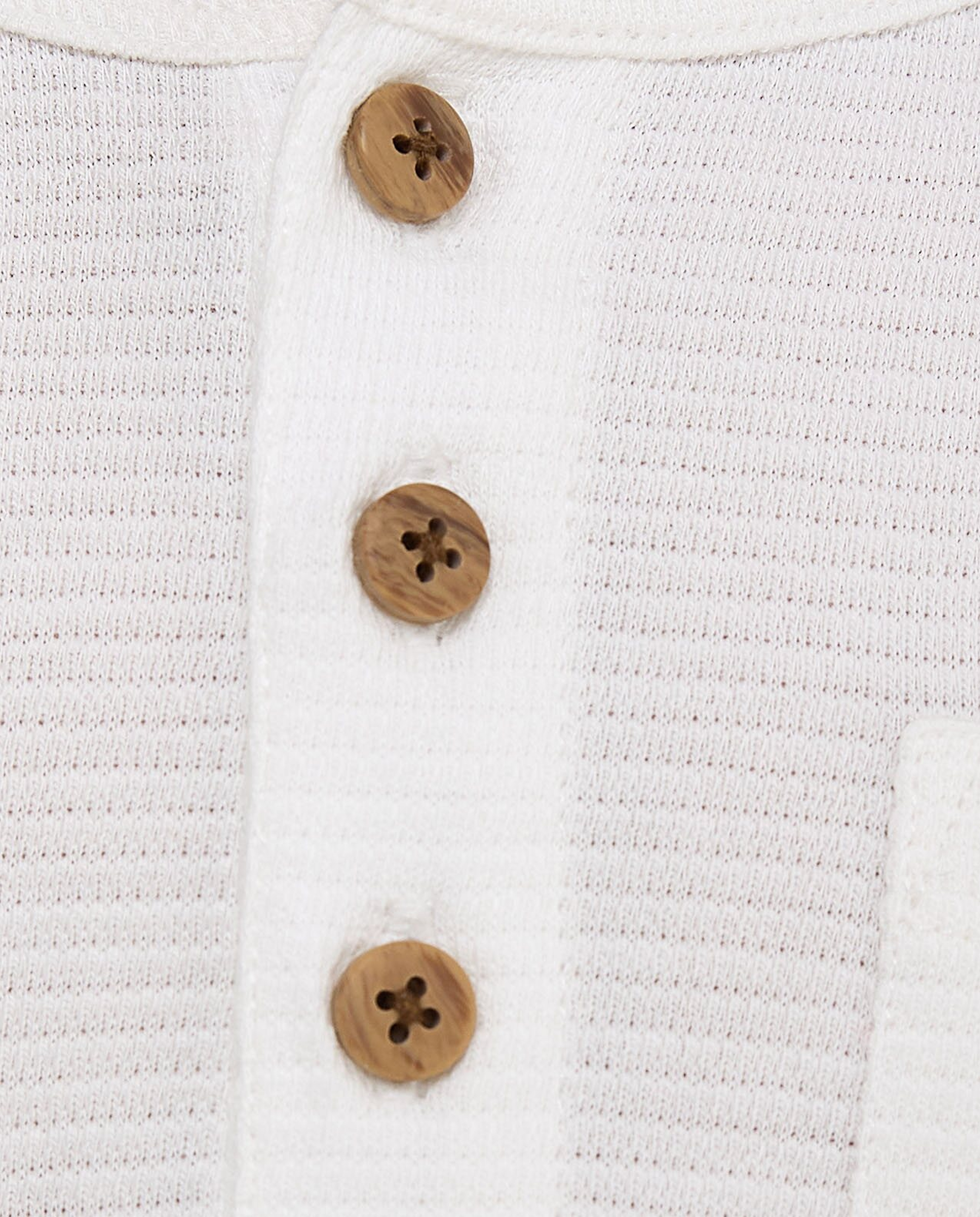 Textured T-Shirt with Henley Neck and Short Sleeves