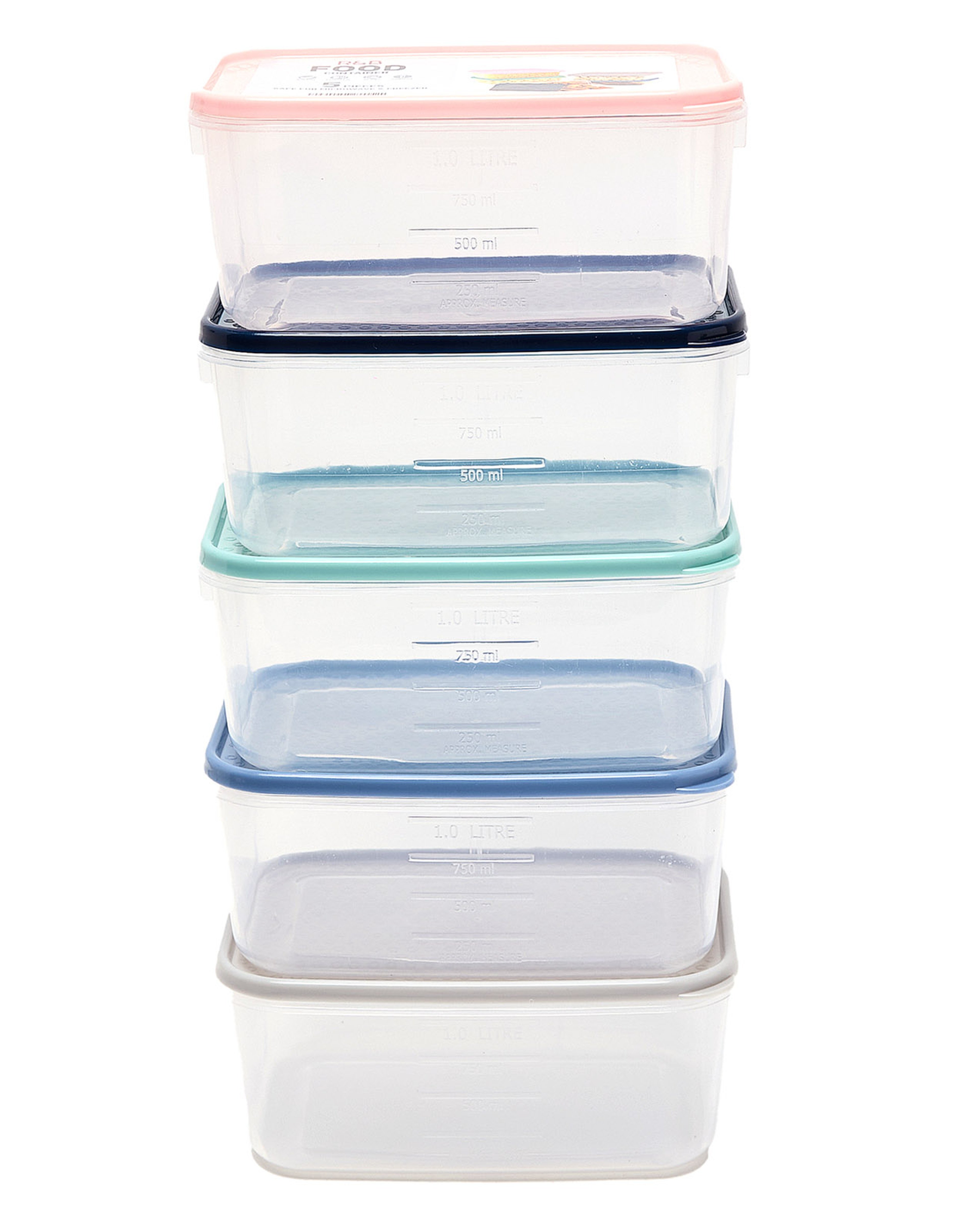 5 Pack Food Containers - 500Ml