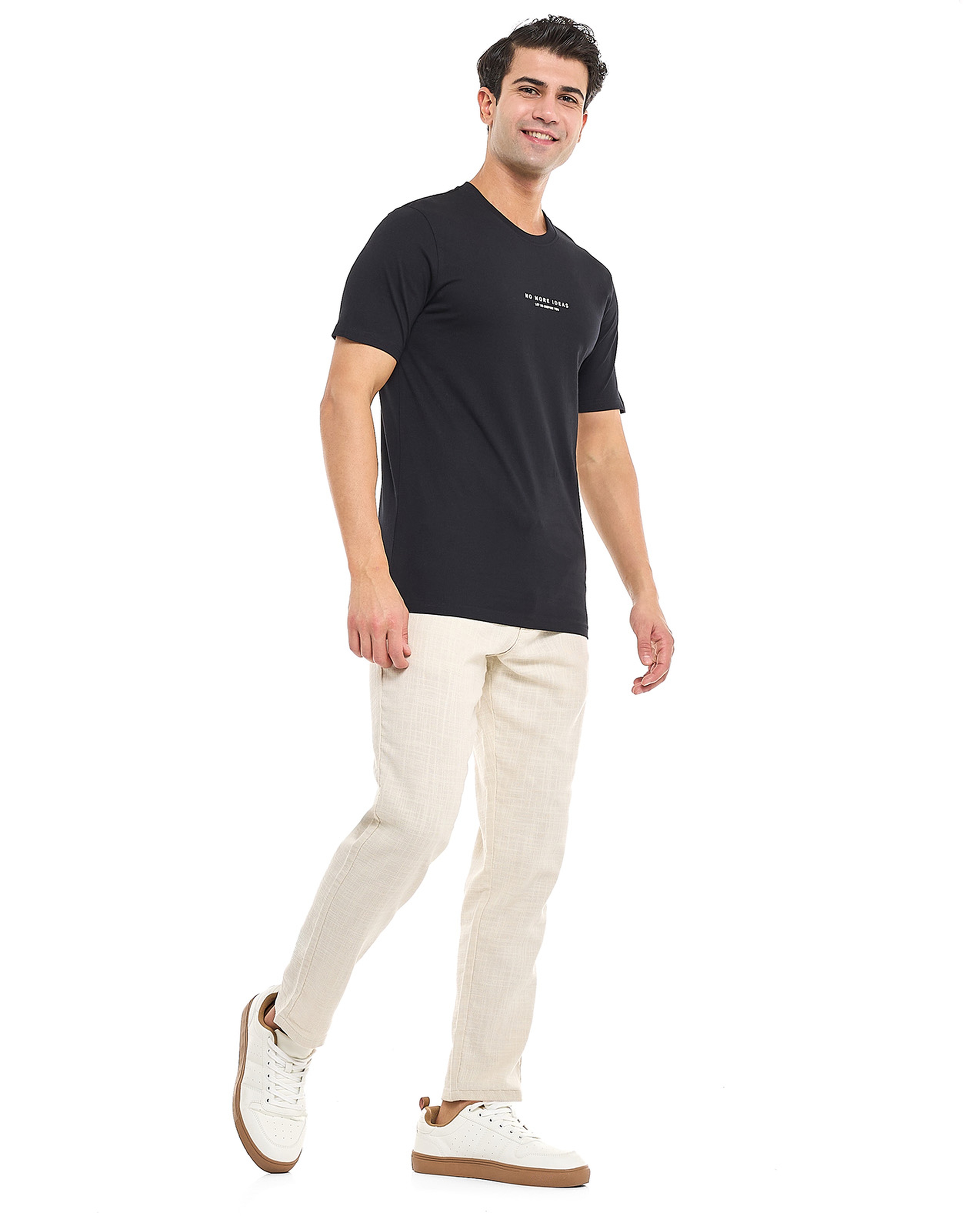 Typography Print T-Shirt With Crew Neck and Short Sleeves