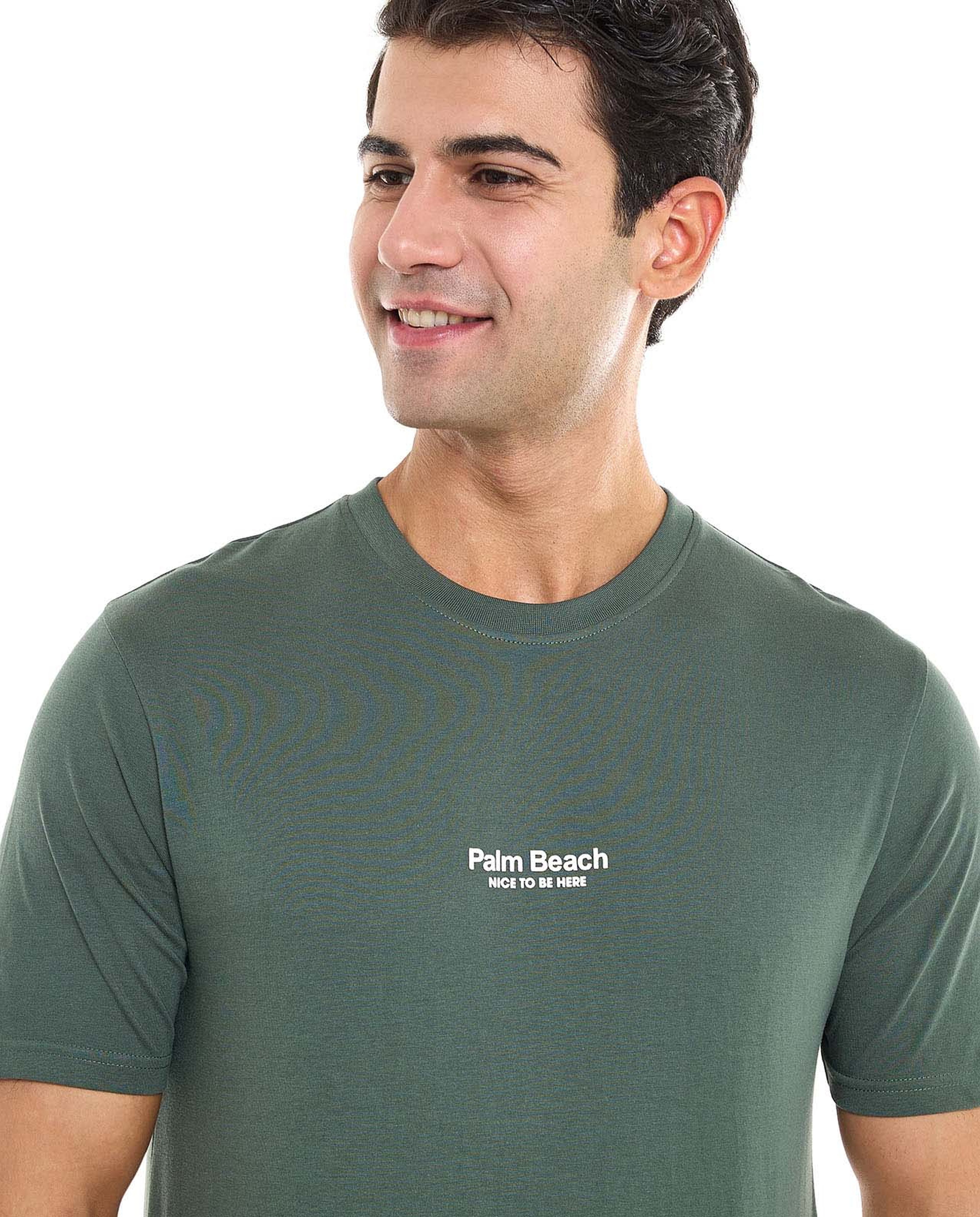 Typography Print T-Shirt With Crew Neck and Short Sleeves