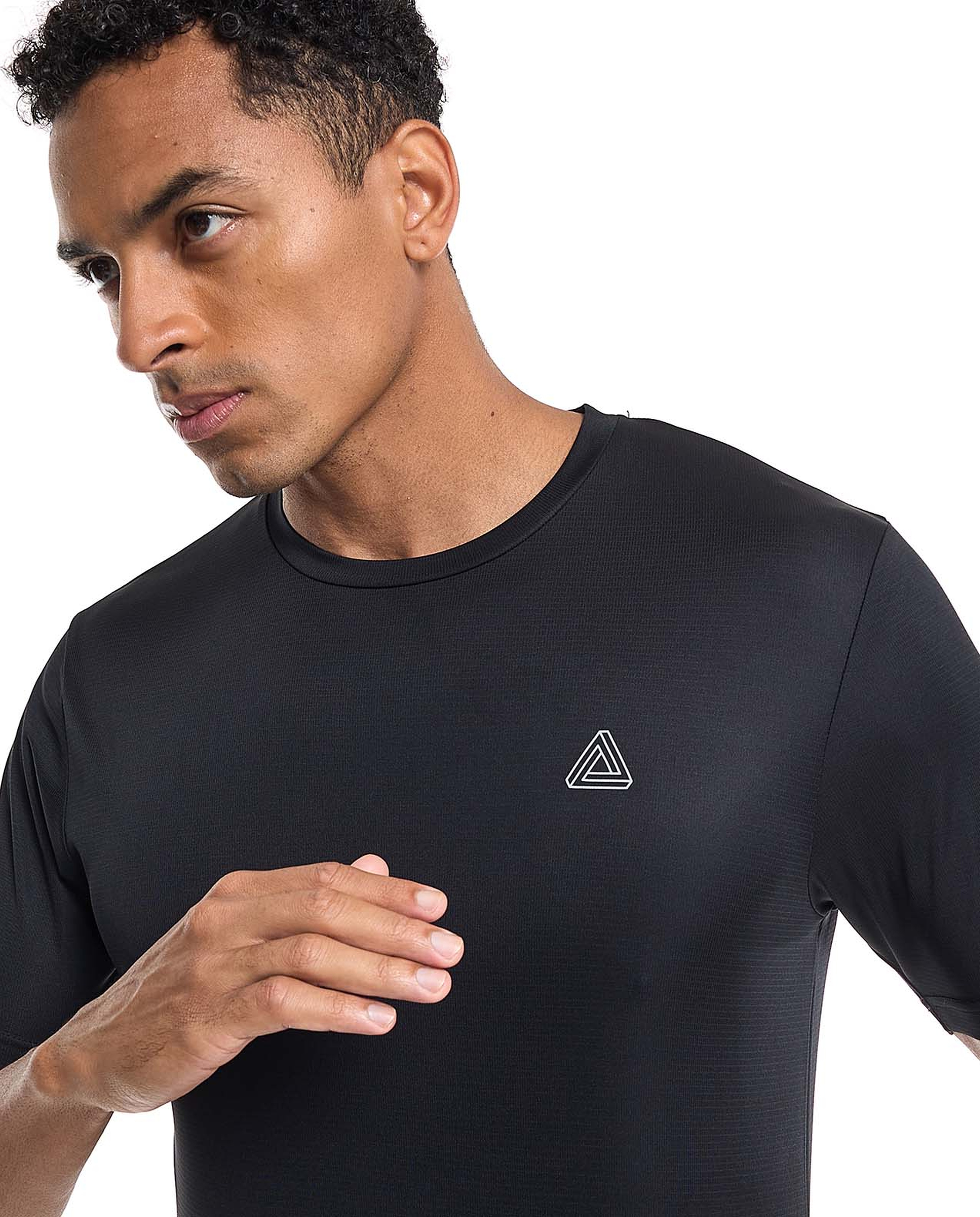 Logo Detail Active T-Shirt with Crew Neck and Short Sleeves