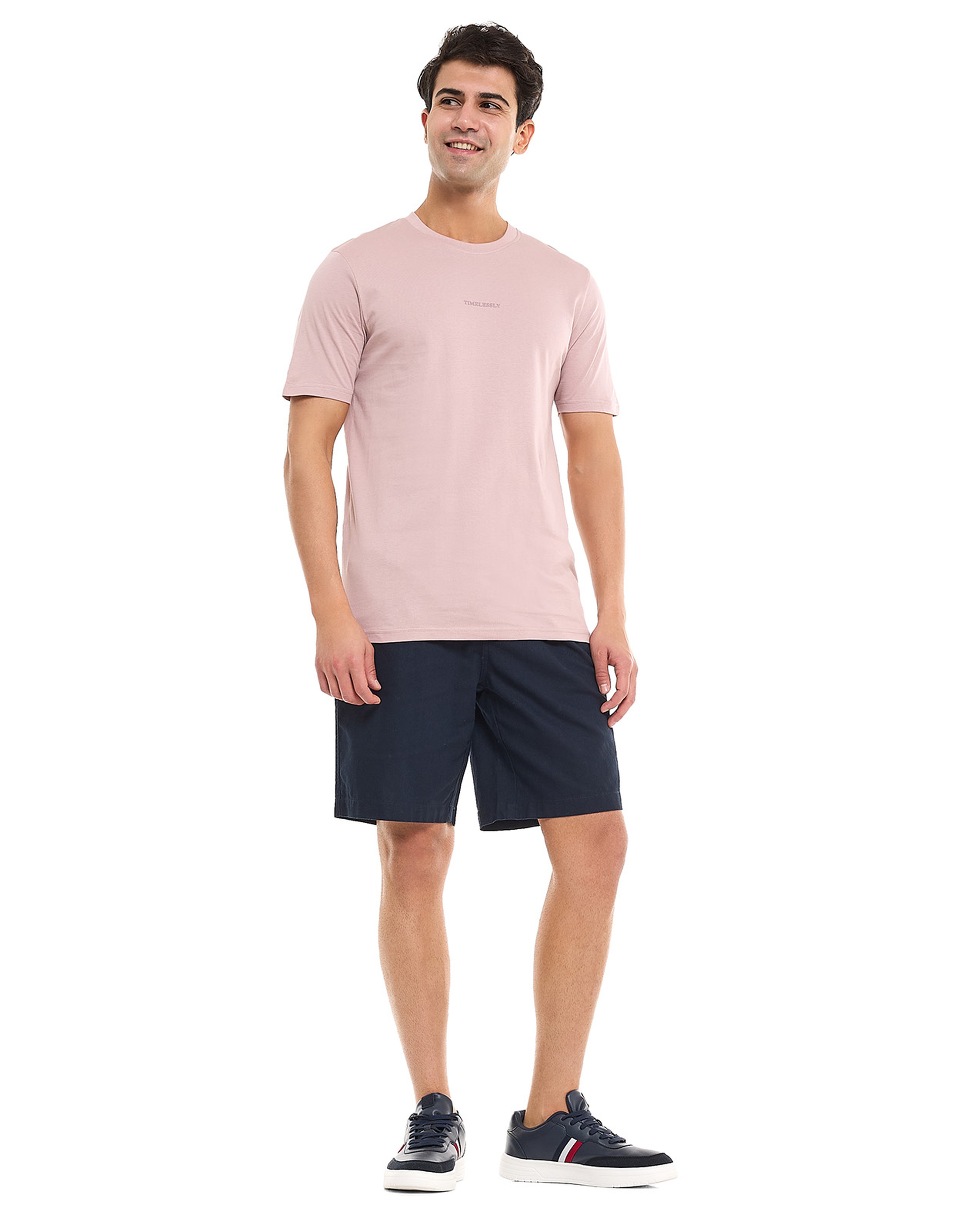 Typography Print T-Shirt With Crew Neck and Short Sleeves