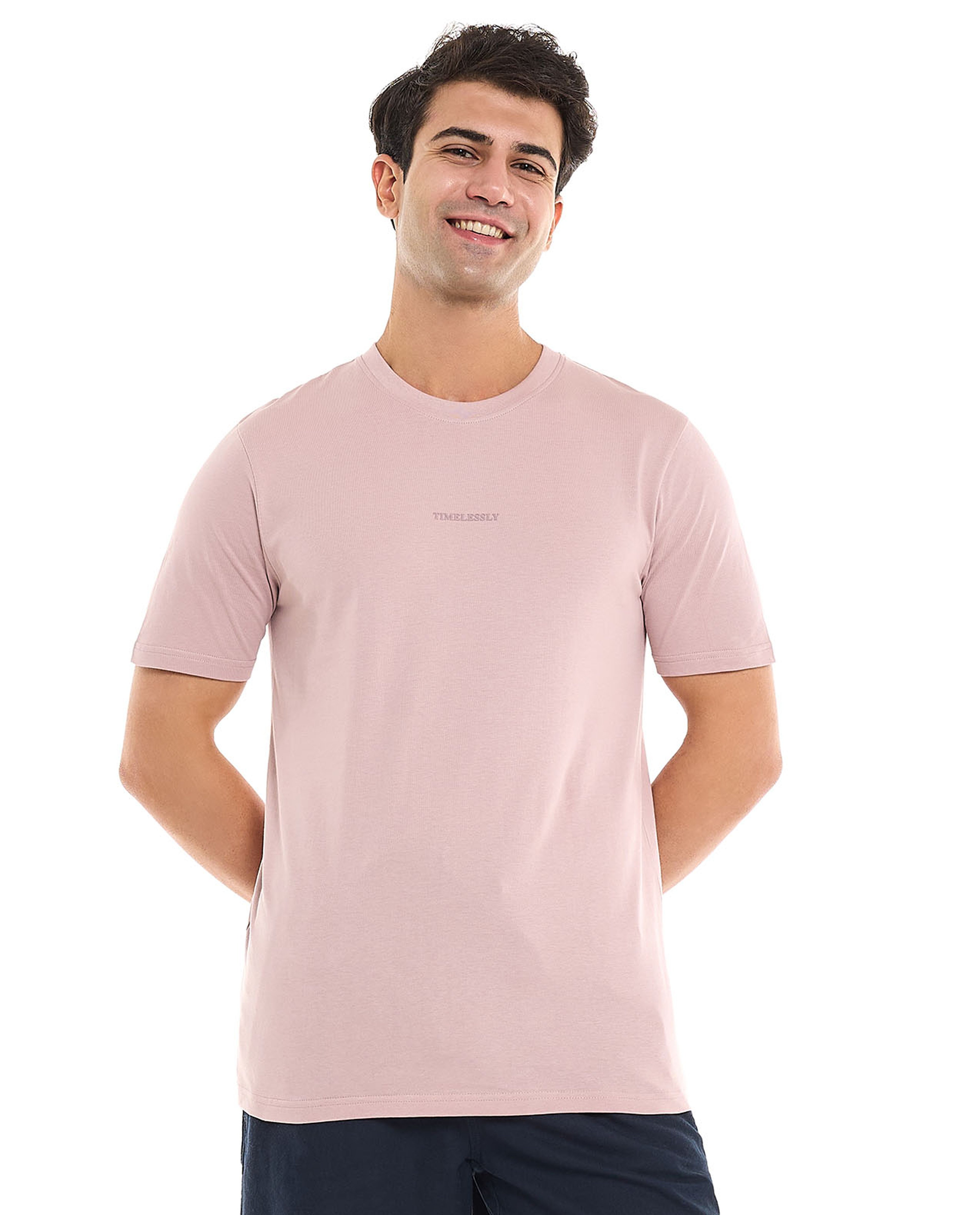 Typography Print T-Shirt With Crew Neck and Short Sleeves