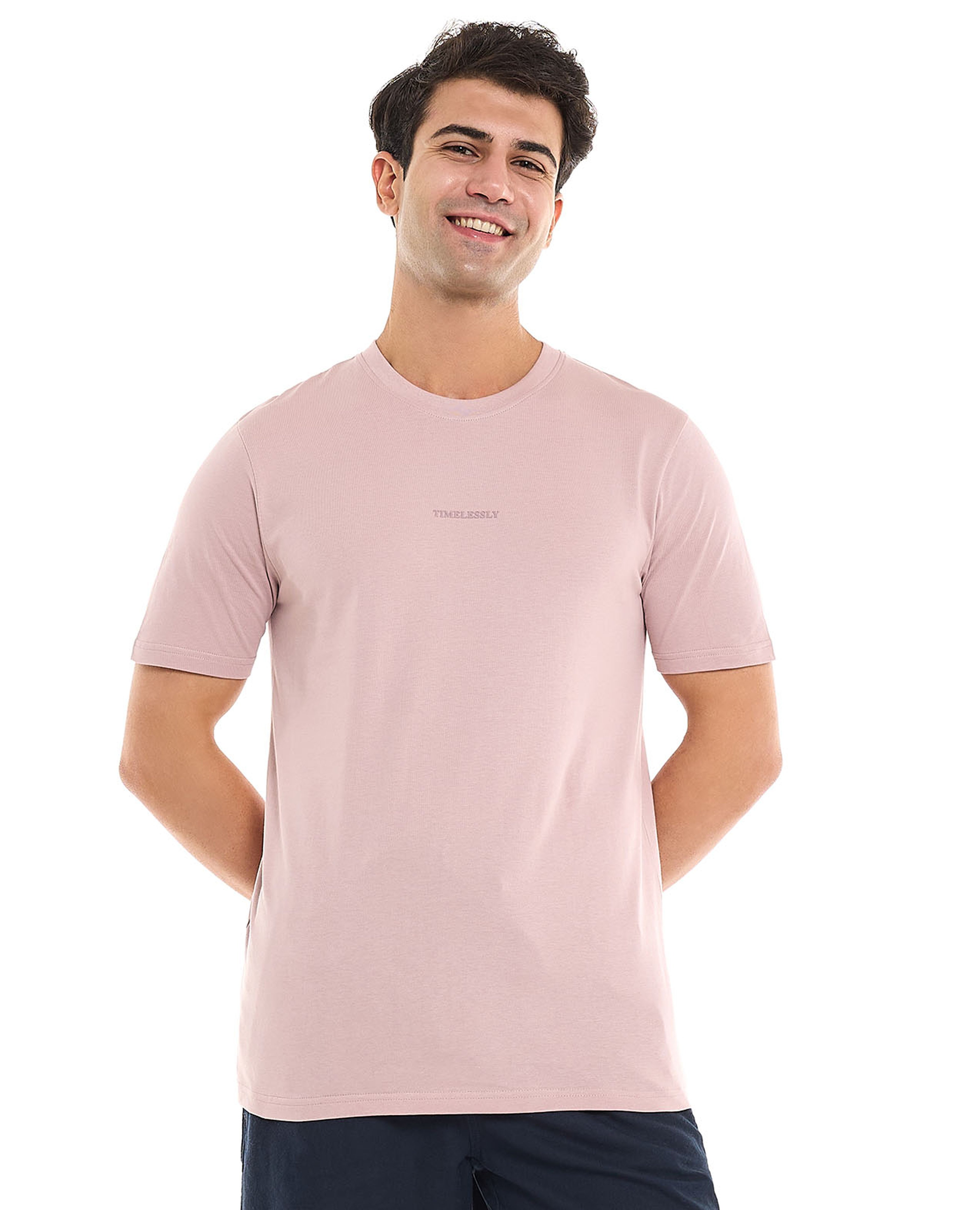 Typography Print T-Shirt With Crew Neck and Short Sleeves