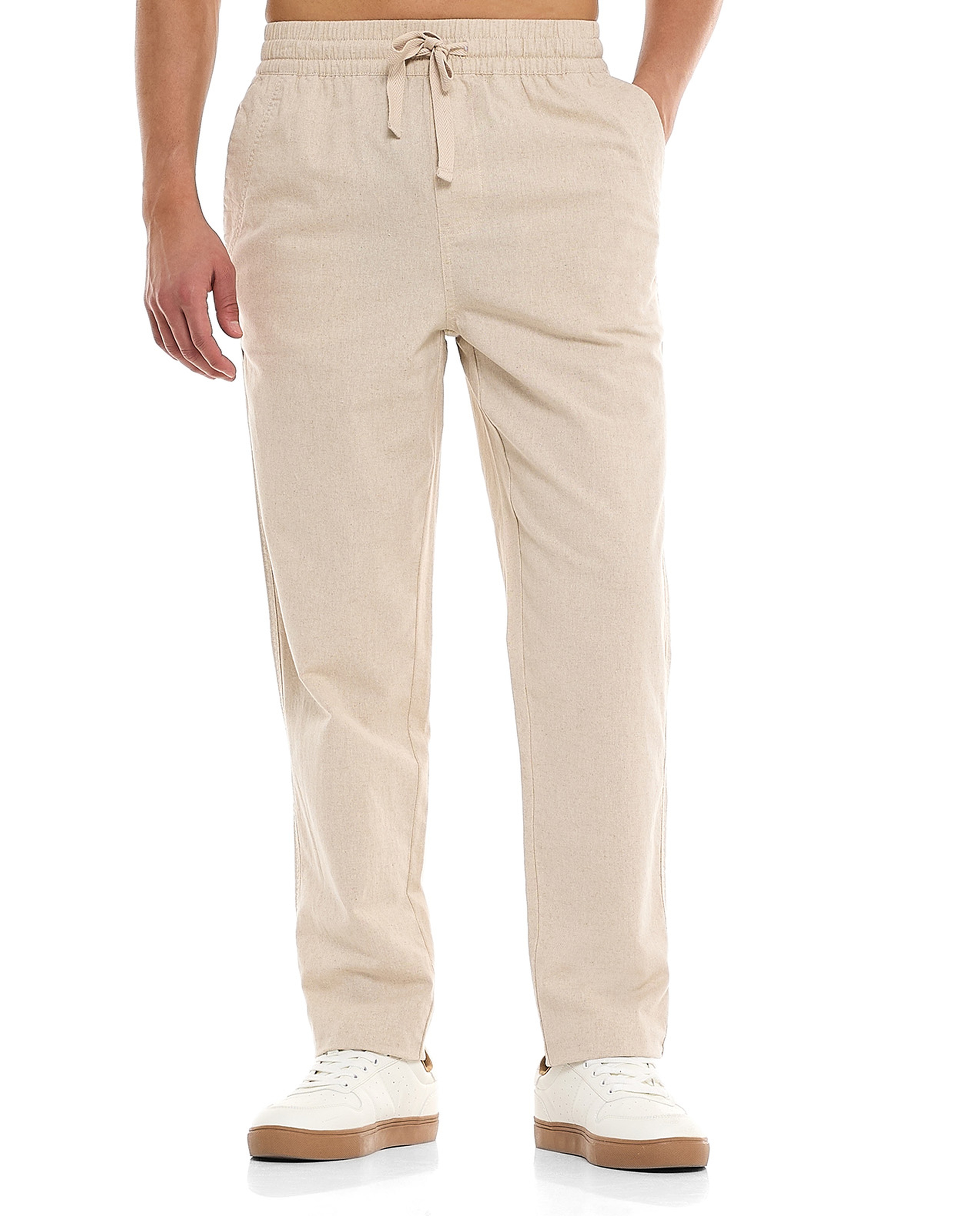 Solid Tapered Pants With Drawstring Waist