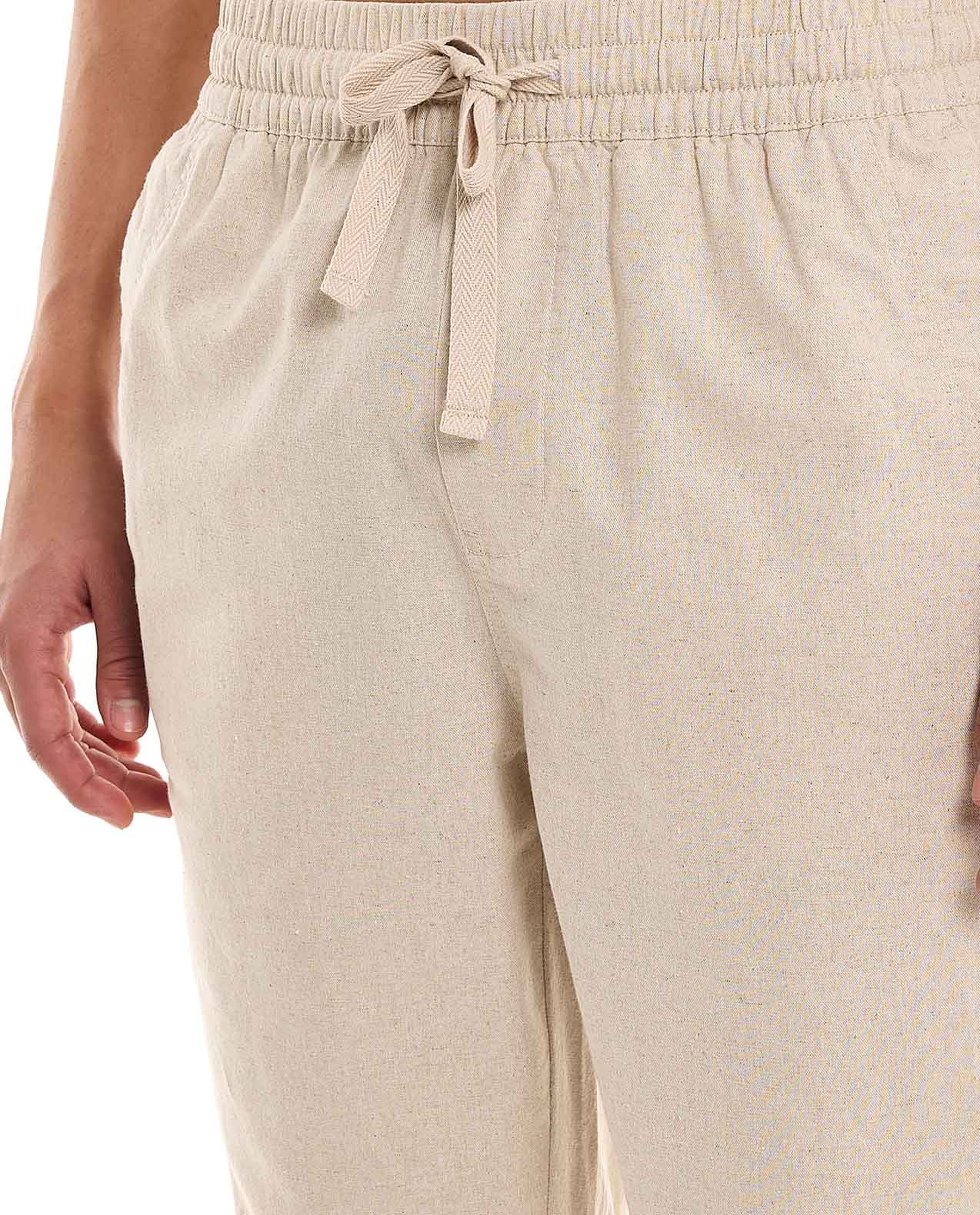 Solid Tapered Pants With Drawstring Waist