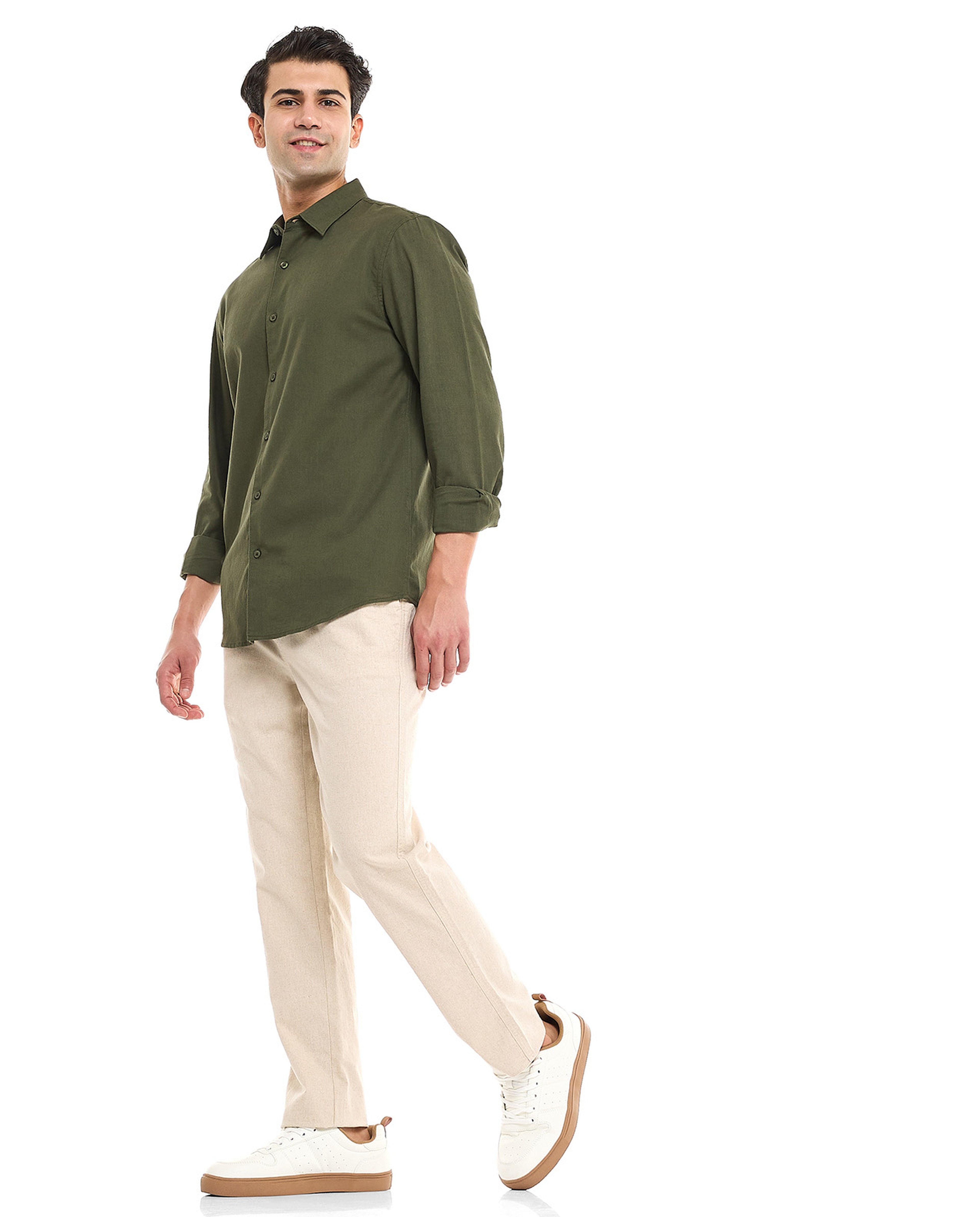 Solid Tapered Pants With Drawstring Waist