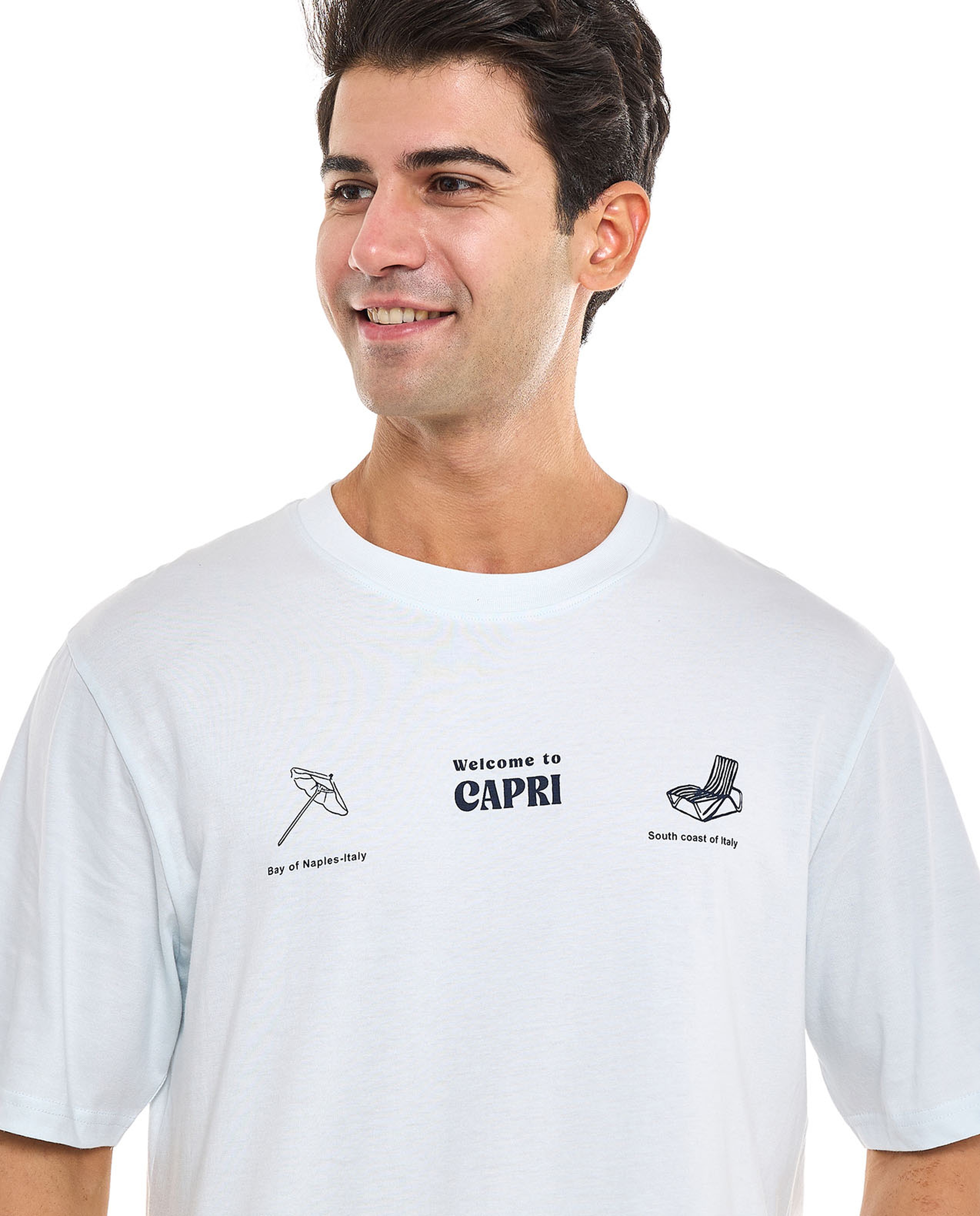 Typography Print T-Shirt With Crew Neck and Short Sleeves