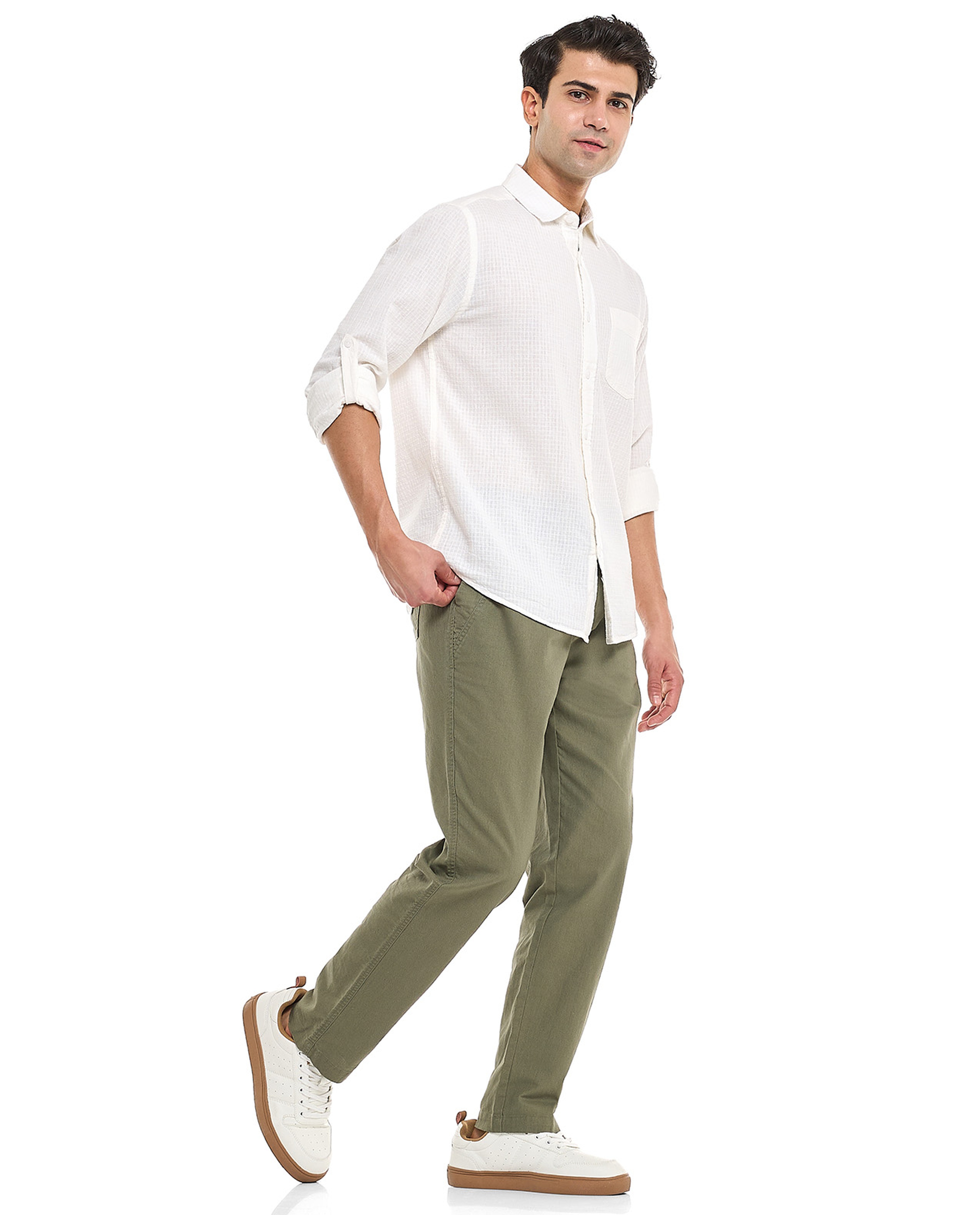 Solid Tapered Pants With Drawstring Waist