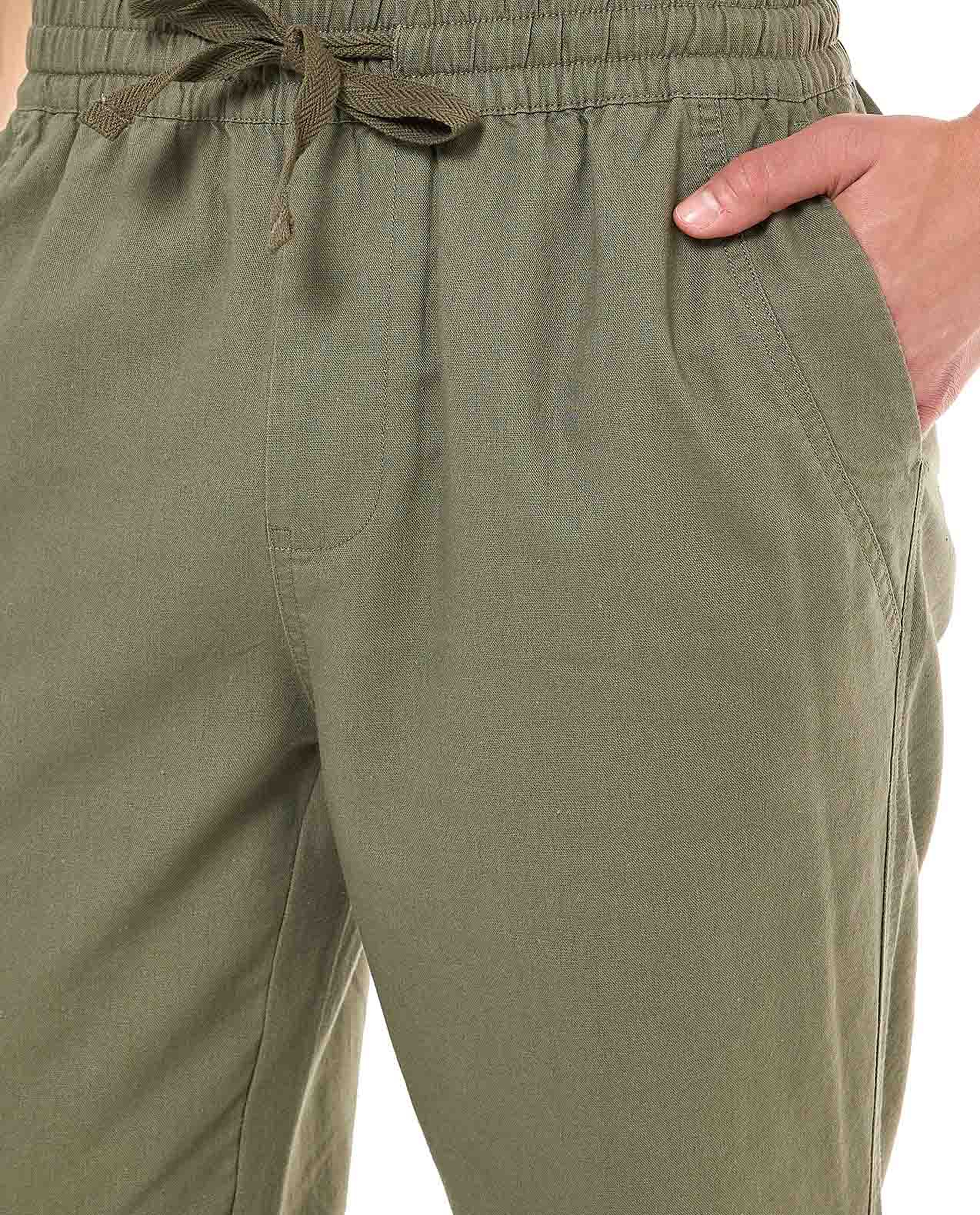 Solid Tapered Pants With Drawstring Waist