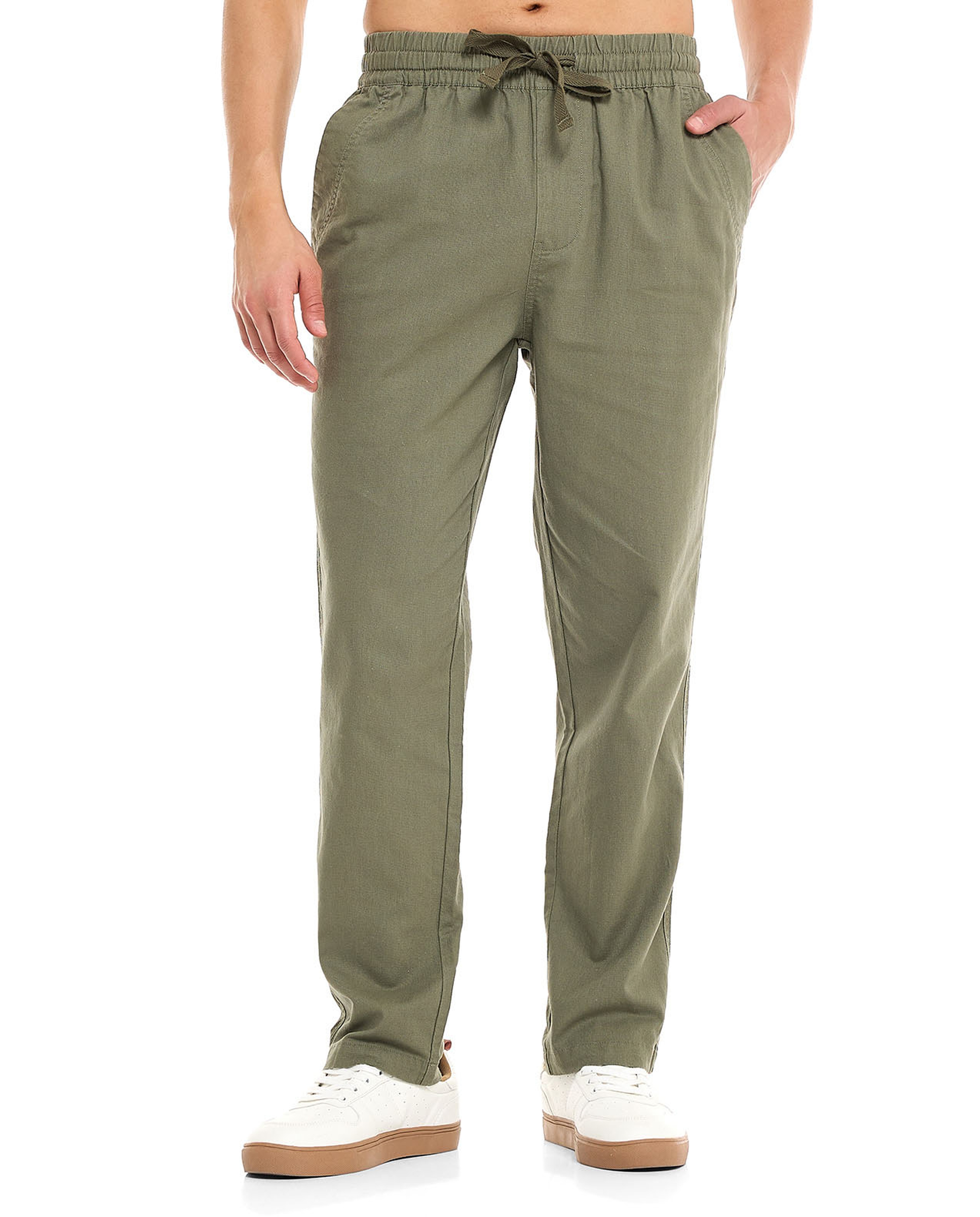 Solid Tapered Pants With Drawstring Waist